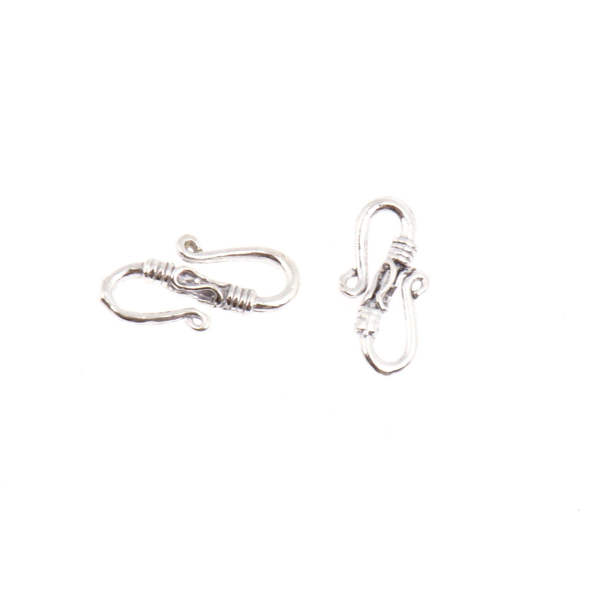 925 Sterling Silver S Clasps, Silver Hook Clasps, Antique Solid Silver Connectors, Jewelry Making Supplies, Silver Jewelry Findings, M64A