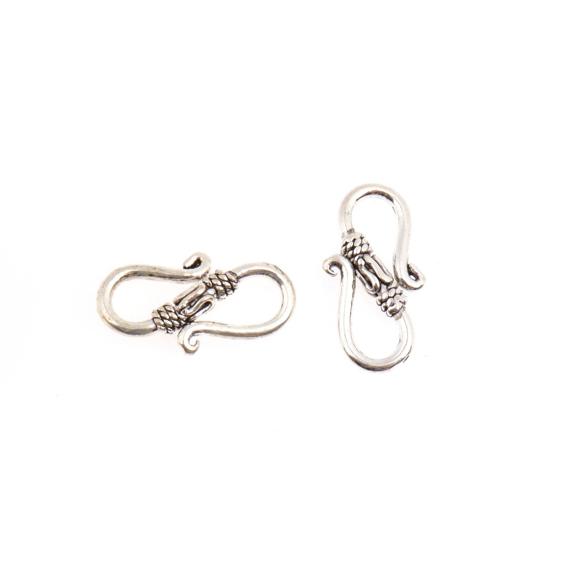 925 Sterling Silver S Clasps, Silver Hook Clasps, Antique Solid Silver Connectors, Jewelry Making Supplies, Silver Jewelry Findings, M64B
