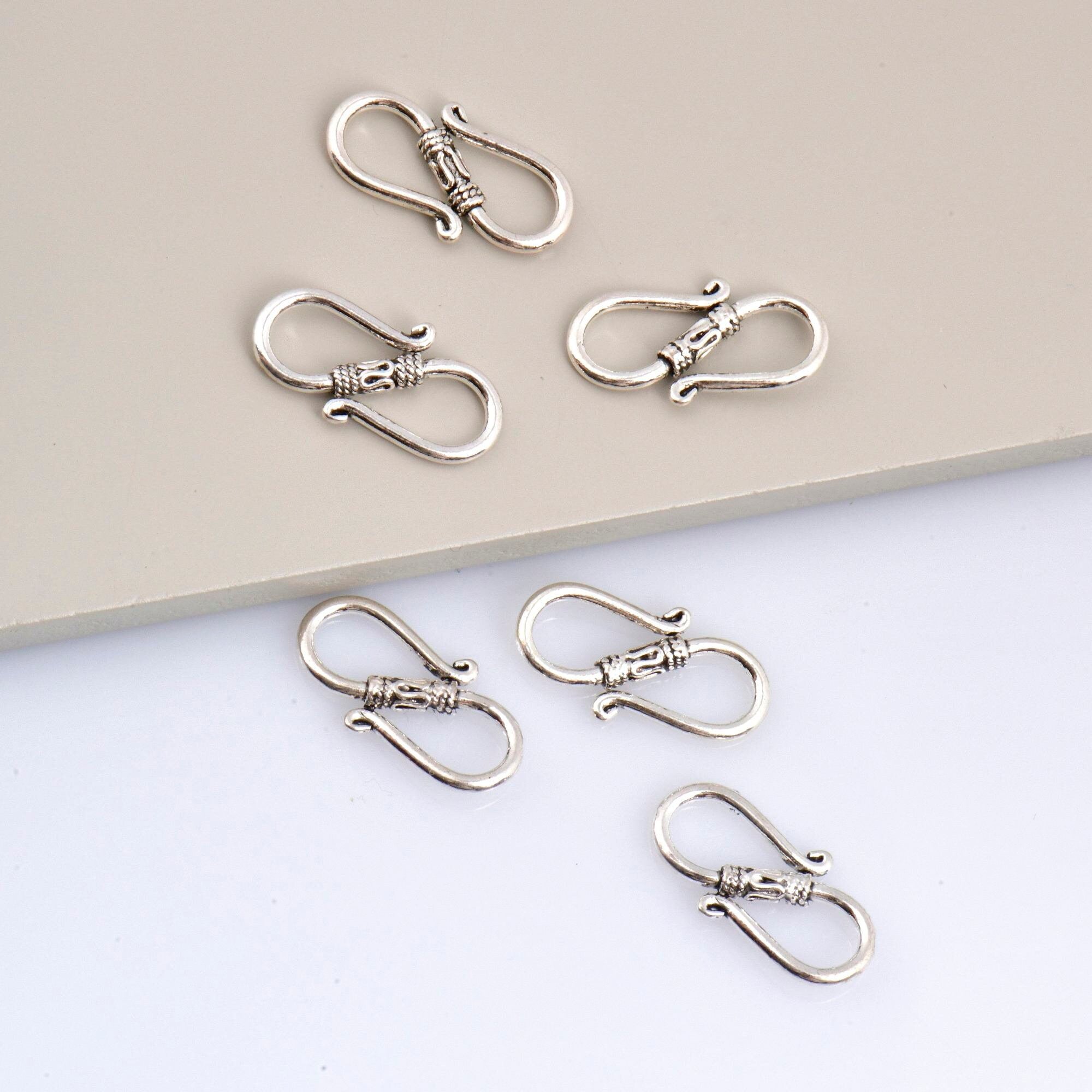 925 Sterling Silver S Clasps, Silver Hook Clasps, Antique Solid Silver Connectors, Jewelry Making Supplies, Silver Jewelry Findings, M64A-C
