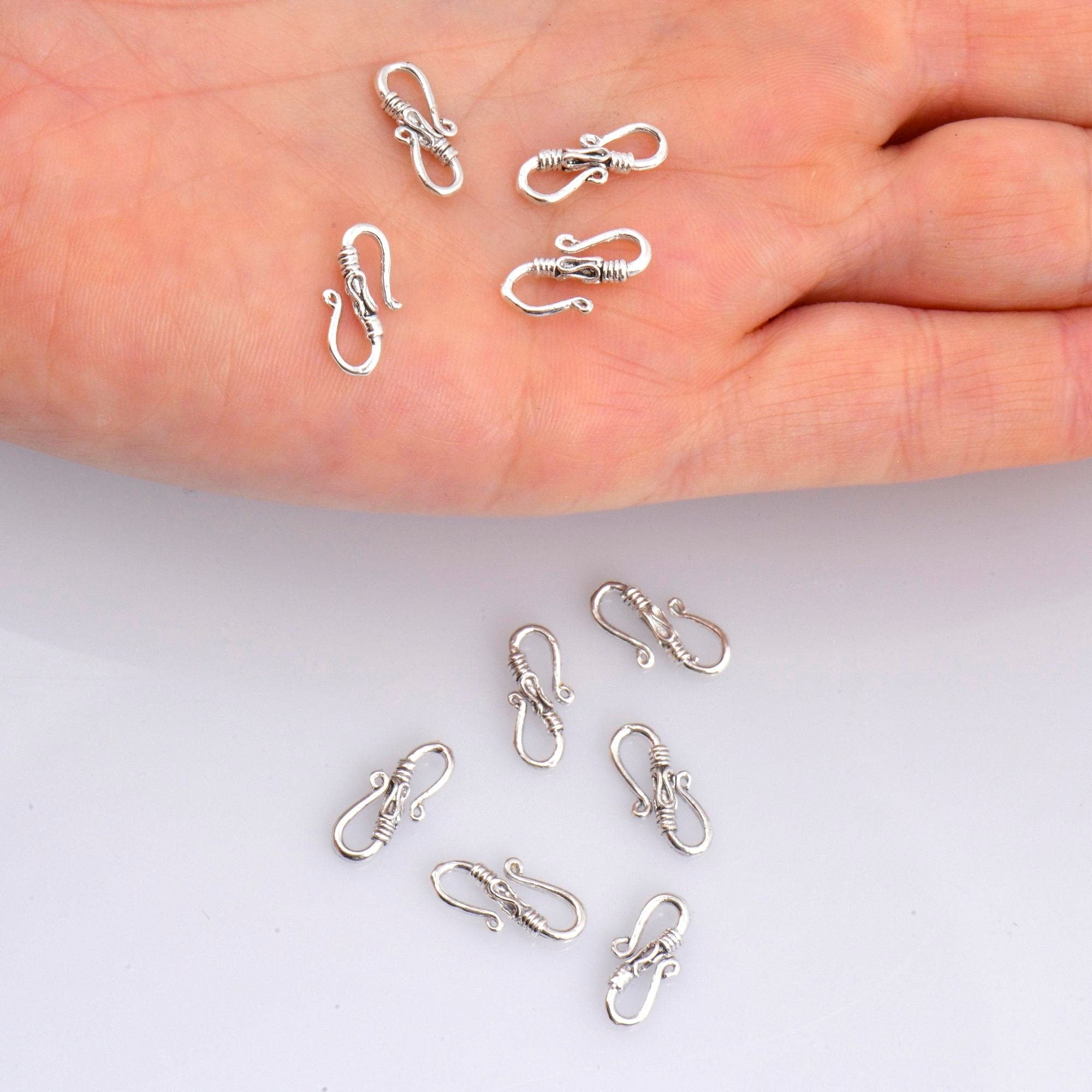 925 Sterling Silver S Clasps, Silver Hook Clasps, Antique Solid Silver Connectors, Jewelry Making Supplies, Silver Jewelry Findings, M64A-C