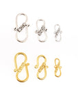 24K Gold Vermeil & 925 Silver S Clasps, Antique Silver Hook Clasps, Gold Connectors, Jewelry Supplies, Jewelry Findings, M/VM64A-C