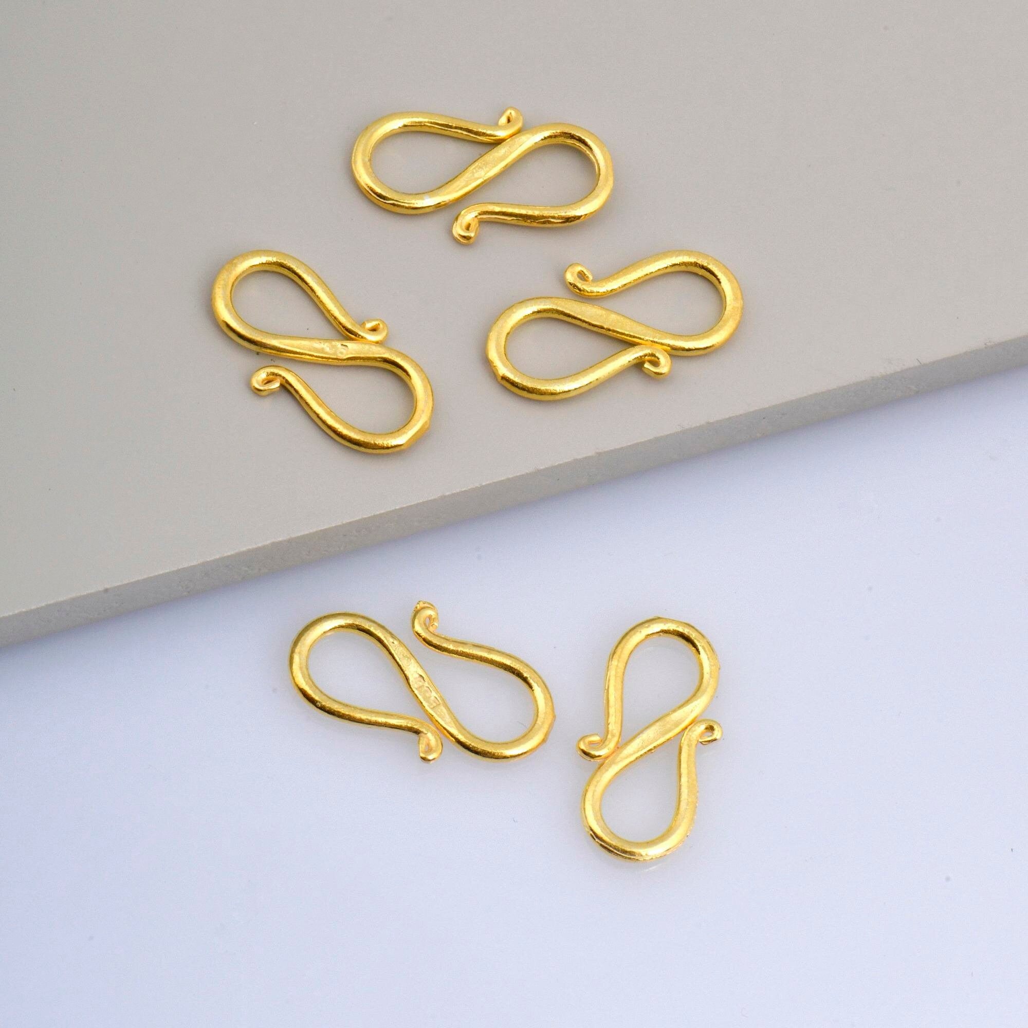 24K Gold Vermeil S Clasps, 925 Solid Silver Hook Claspsin Gold, Gold S Clasps Connectors, Jewelry Supplies, Jewelry Findings, VM65B