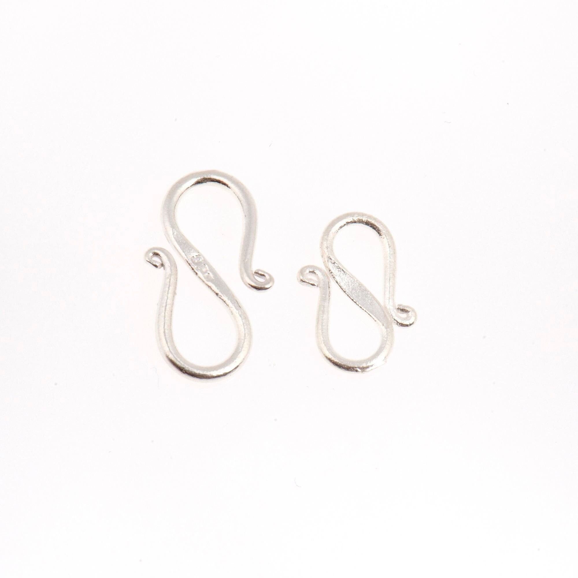 925 Sterling Silver S Clasps, Silver Hook Clasps, Antique Solid Silver Connectors, Jewelry Making Supplies, Silver Jewelry Findings, M65A-B
