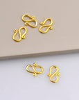 24K Gold Vermeil & 925 Silver S Clasps, Gold Hook Clasps, Sterling Silver Connectors in Gold, Jewelry Findings, M/VM66