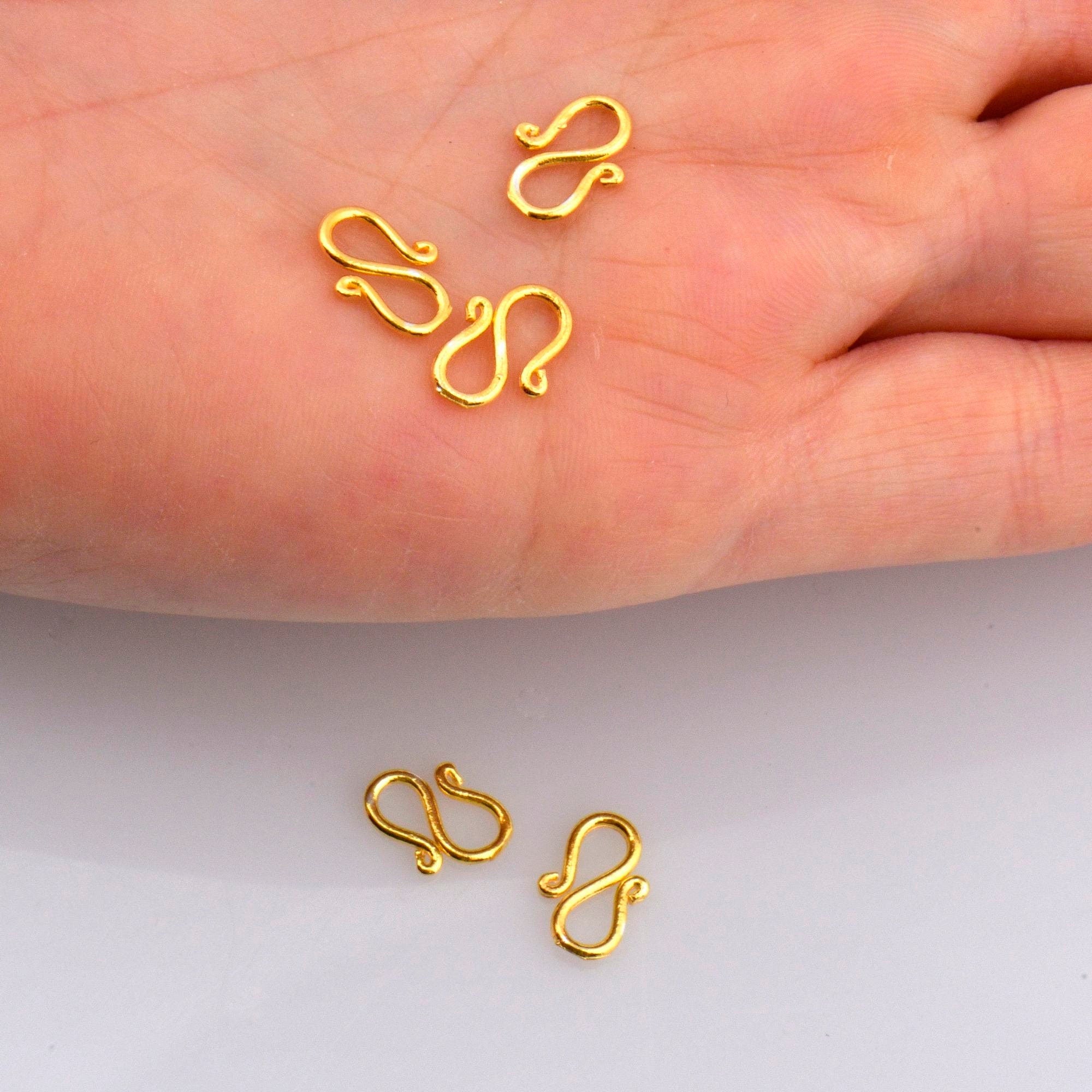 24K Gold Vermeil S Clasps, 925 Solid Silver Hook Clasps, Sterling Silver Connectors in 24K Gold, Jewelry Supplies, Jewelry Findings, VM66