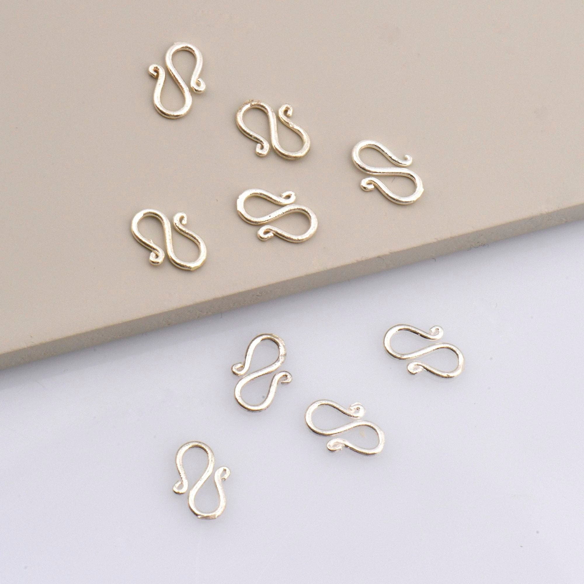 925 Sterling Silver S Clasps, Silver Hook Clasps, Antique Solid Silver Connectors, Jewelry Making Supplies, Silver Jewelry Findings, M66