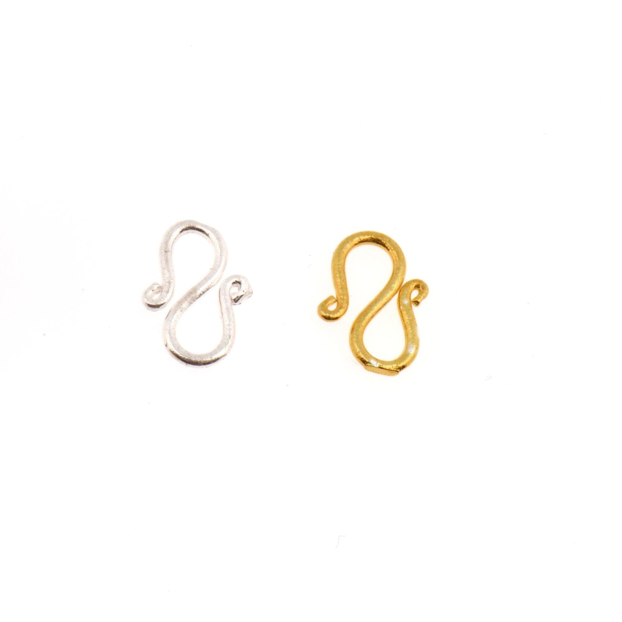 24K Gold Vermeil & 925 Silver S Clasps, Gold Hook Clasps, Sterling Silver Connectors in Gold, Jewelry Findings, M/VM66