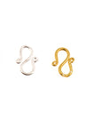24K Gold Vermeil & 925 Silver S Clasps, Gold Hook Clasps, Sterling Silver Connectors in Gold, Jewelry Findings, M/VM66