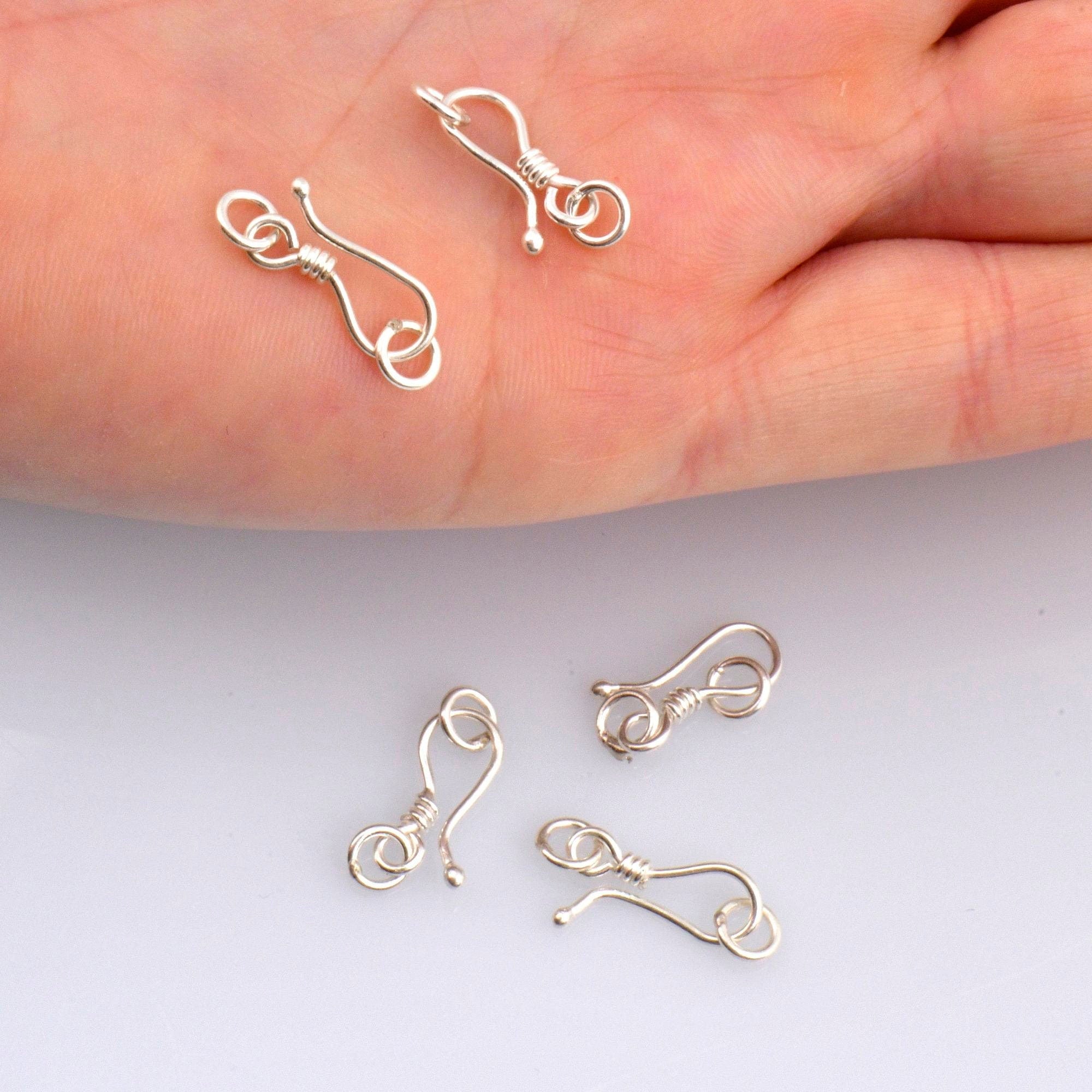 925 Sterling Silver S Hook Clasps with Ring, Silver Hook Clasps, Solid Silver S Connectors, Jewelry Making Supplies, Jewelry Findings, M67B