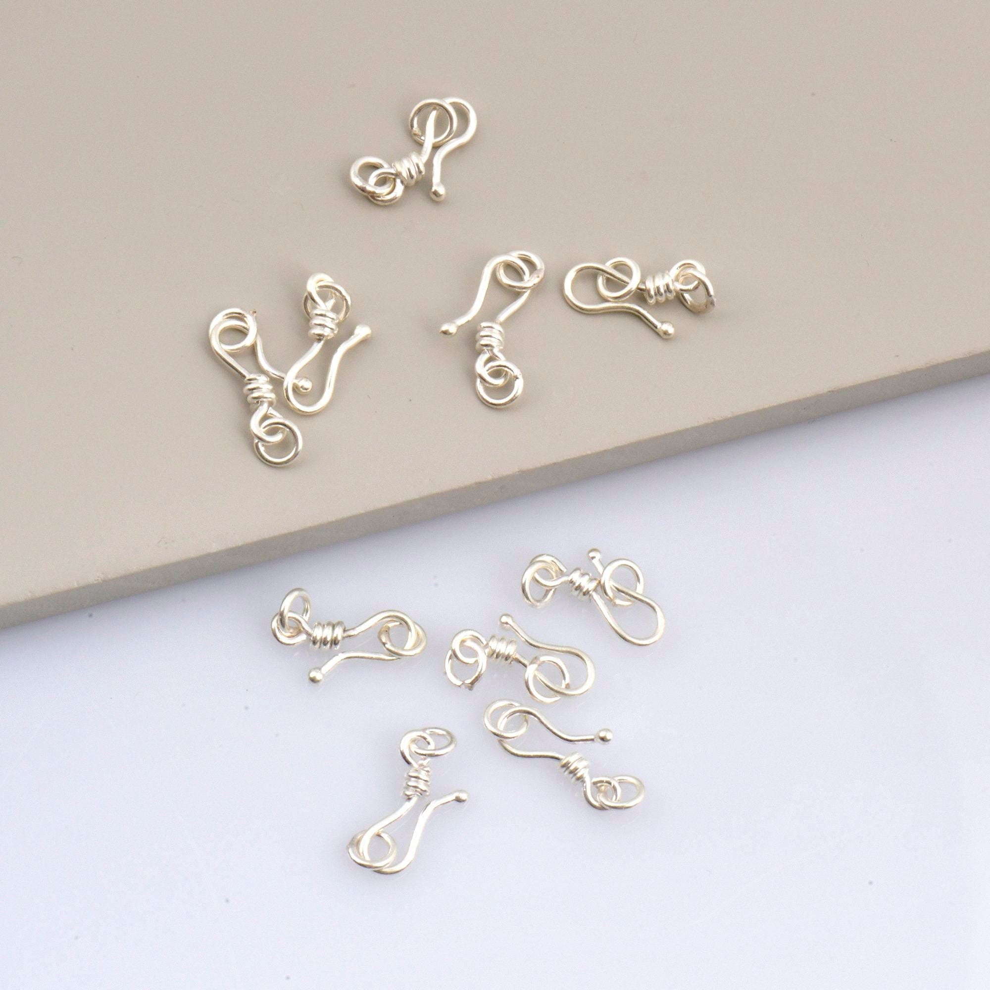 925 Sterling Silver S Hook Clasps with Ring, Silver Hook Clasps, Silver S Connectors, Jewelry Making Supplies, Jewelry Findings, M67A-E
