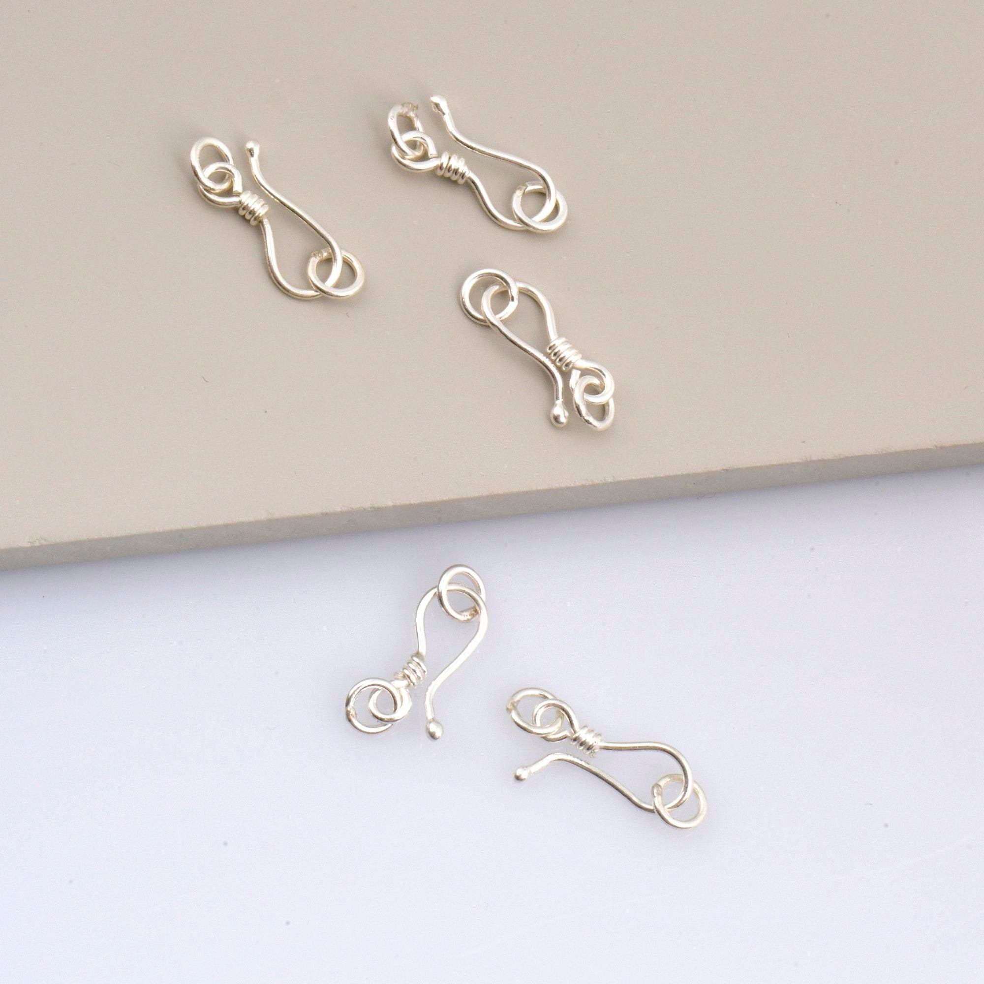 925 Sterling Silver S Hook Clasps with Ring, Silver Hook Clasps, Silver S Connectors, Jewelry Making Supplies, Jewelry Findings, M67A-E