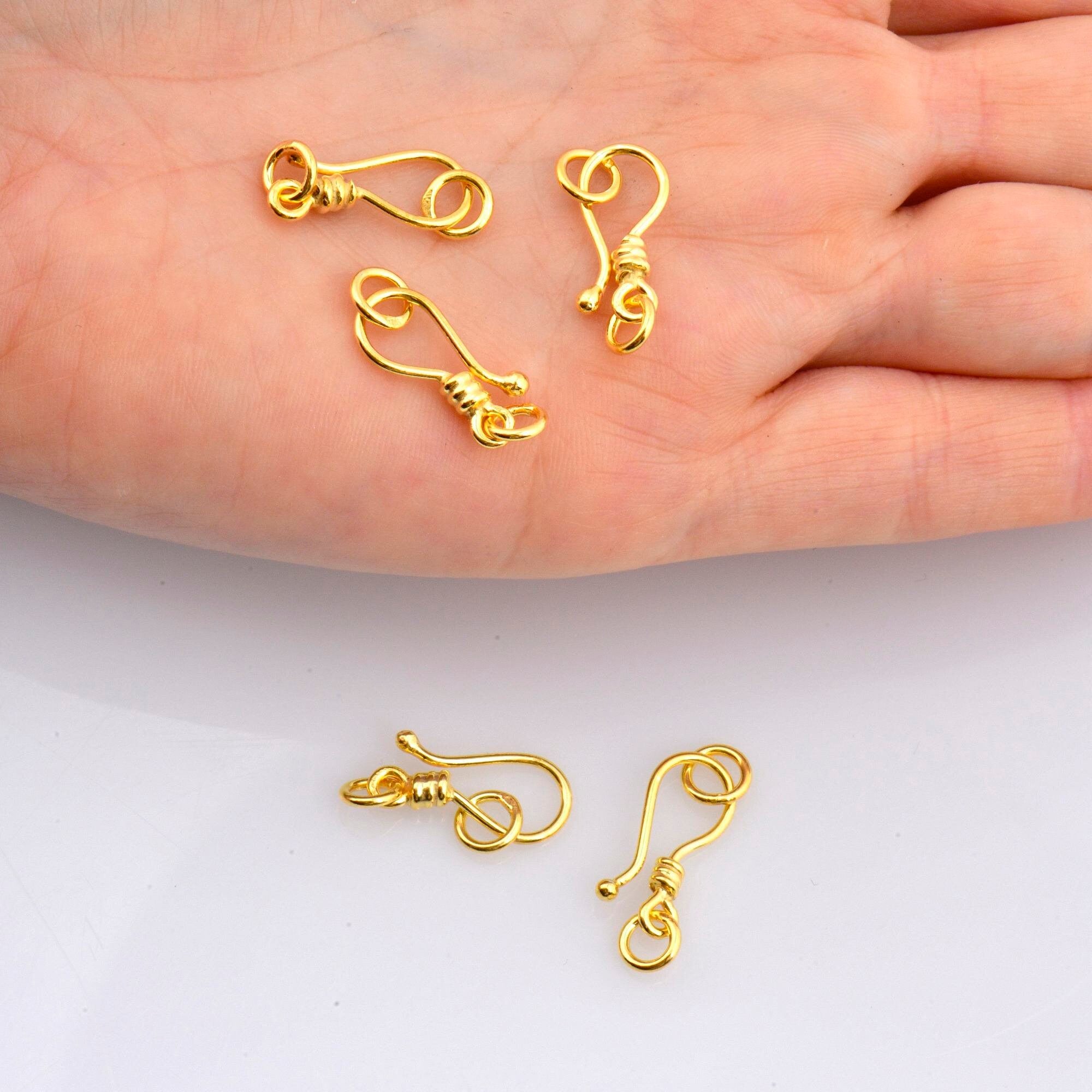 24K Gold Vermeil S Hook Clasps with Ring, 925 Silver Hook Clasps, 24K Gold Plated S Connectors, Jewelry Supplies, Jewelry Findings, VM67C