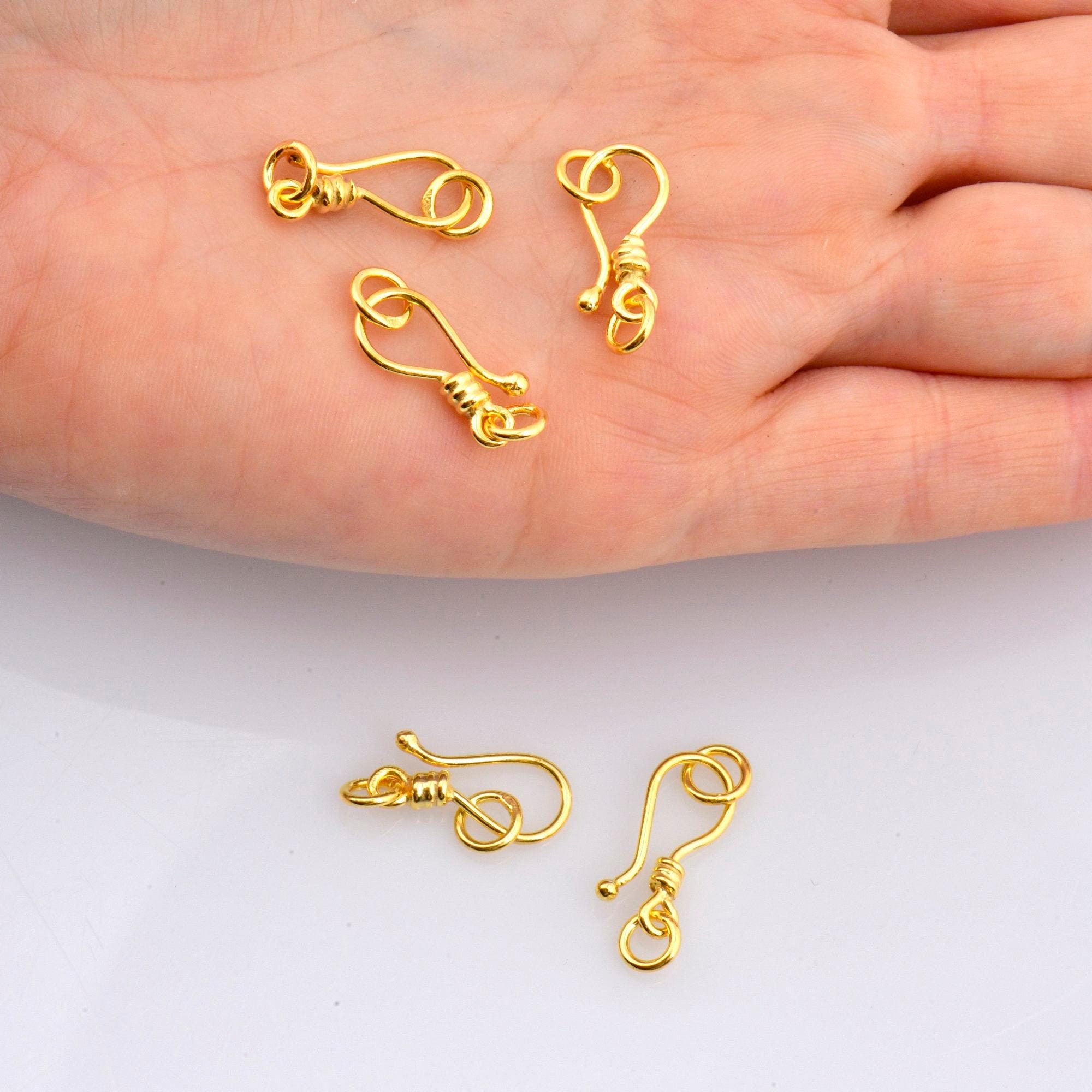 24K Gold Vermeil S Hook Clasps with Ring, 925 Silver Hook Clasps, 24K Gold Plated S Connectors, Jewelry Supplies, Jewelry Findings, VM67D