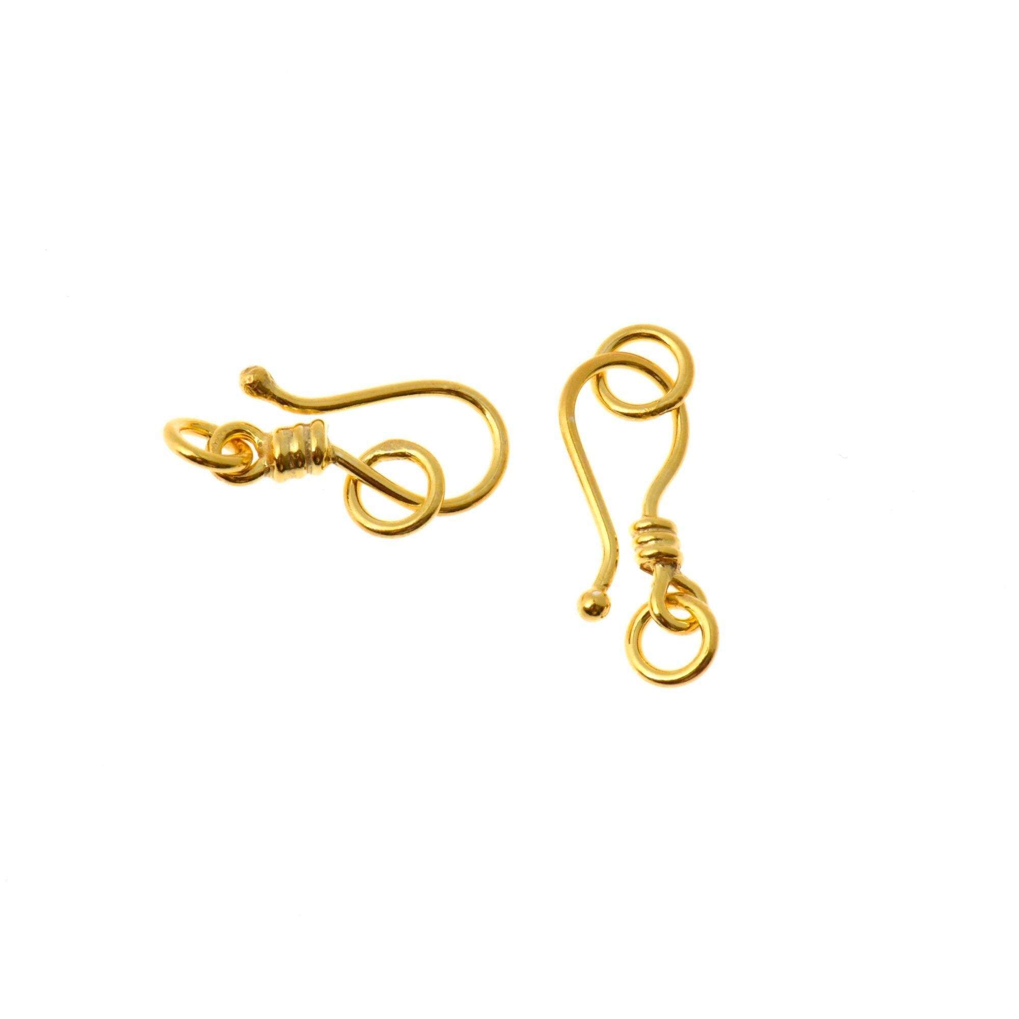 24K Gold Vermeil S Hook Clasps with Ring, 925 Silver Hook Clasps, 24K Gold Plated S Connectors, Jewelry Supplies, Jewelry Findings, VM67C