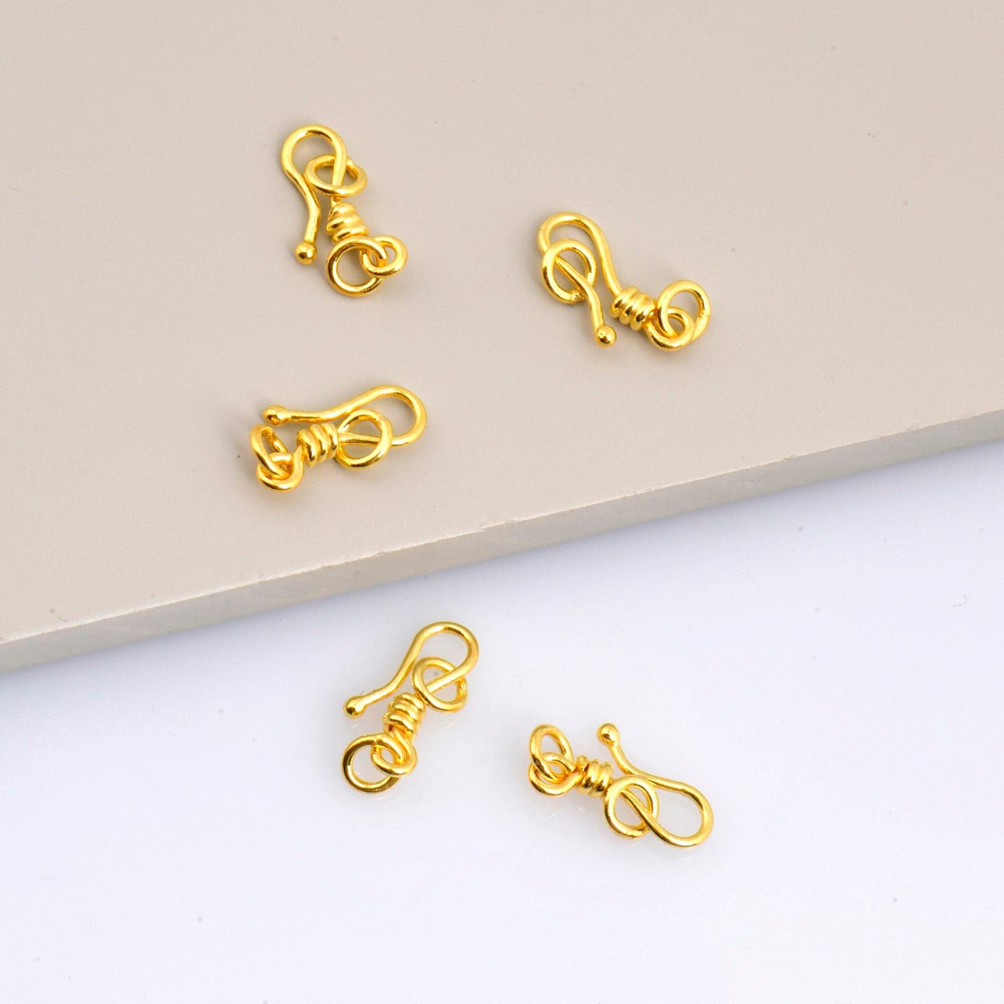 24K Gold Vermeil S Hook Clasps with Ring, 925 Silver Hook Clasps, 24K Gold Plated S Connectors, Jewelry Supplies, Jewelry Findings, VM67A-E