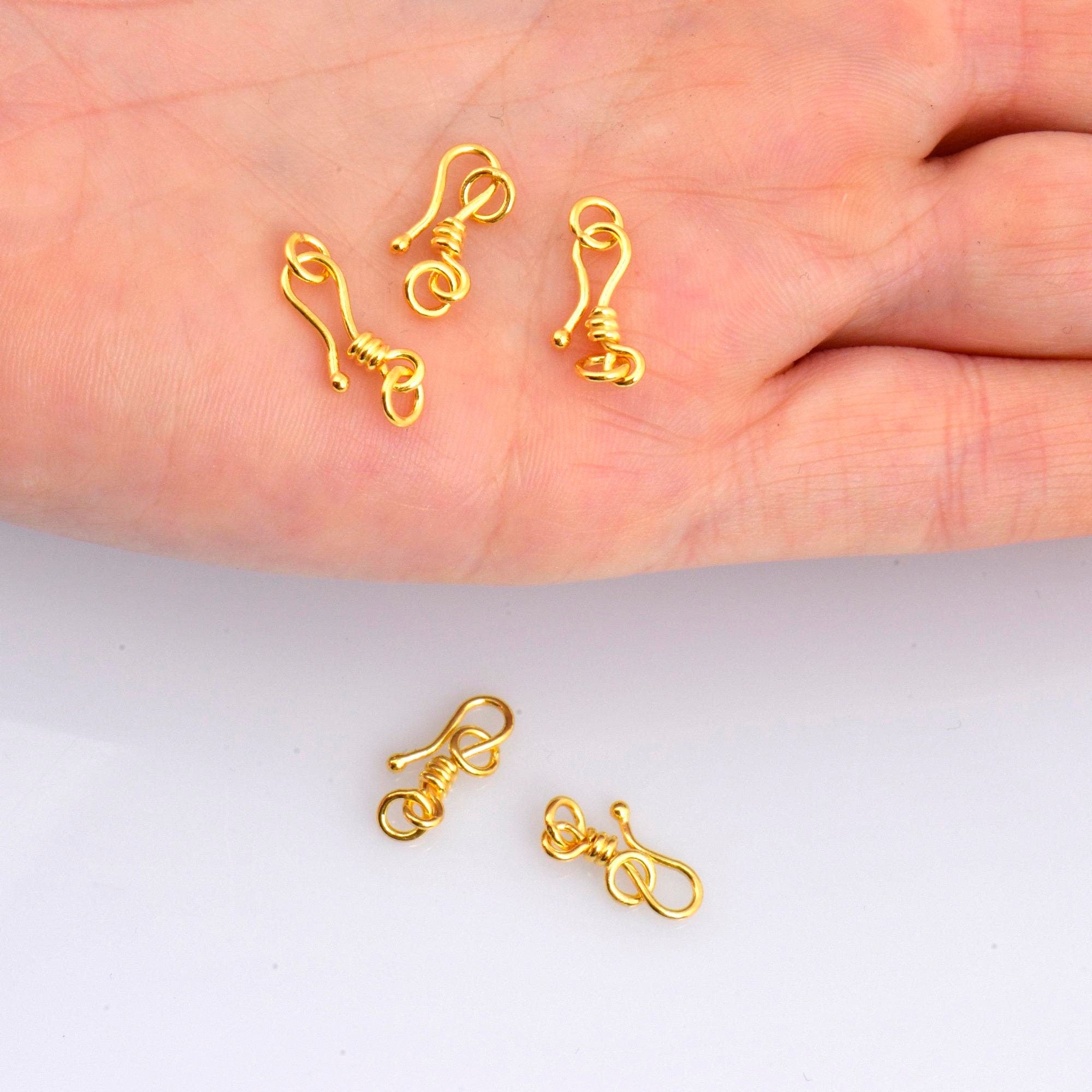24K Gold Vermeil S Hook Clasps with Ring, 925 Silver Hook Clasps, 24K Gold Plated S Connectors, Jewelry Supplies, Jewelry Findings, VM67A-E