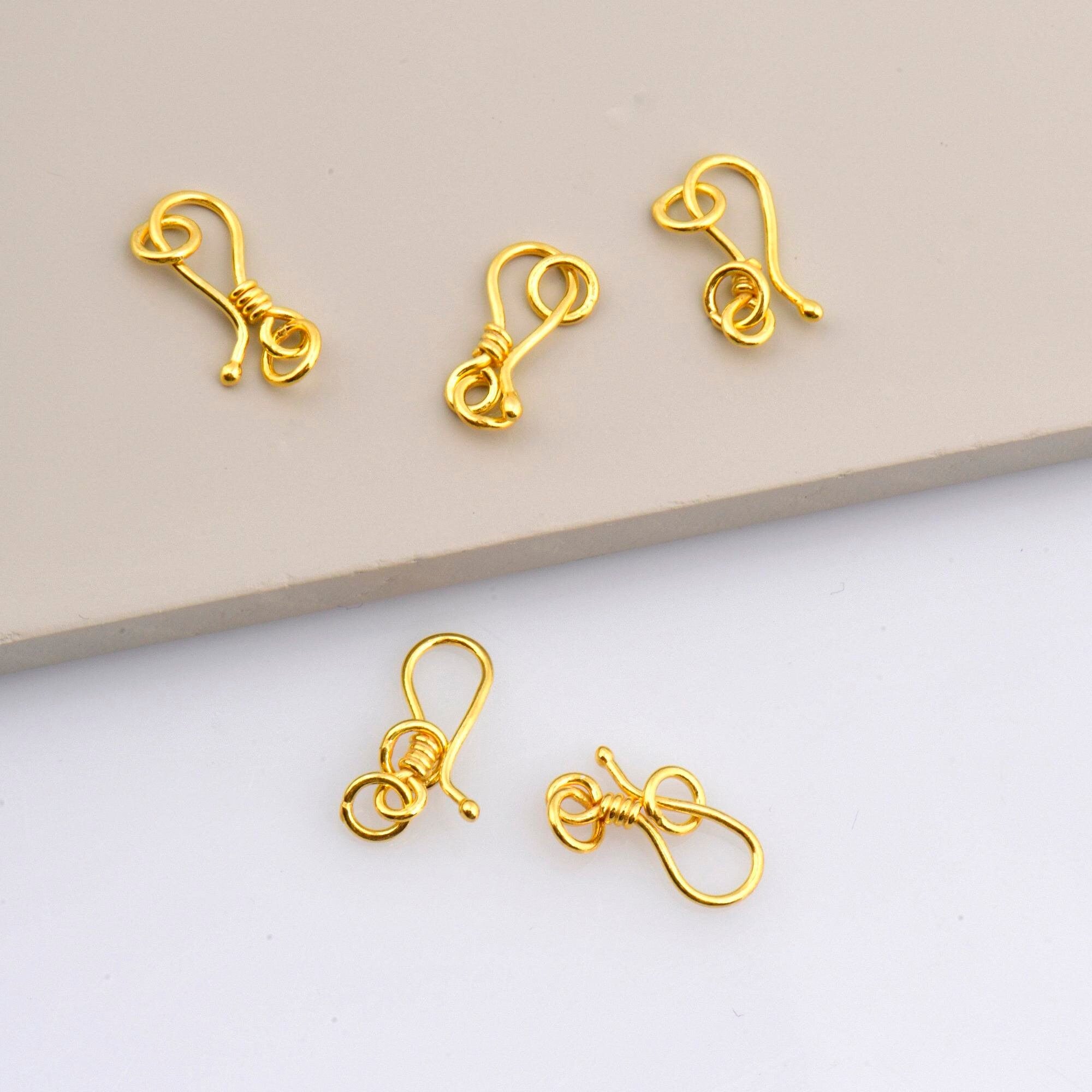 24K Gold Vermeil S Hook Clasps with Ring, 925 Silver Hook Clasps, 24K Gold Plated S Connectors, Jewelry Supplies, Jewelry Findings, VM67A-E