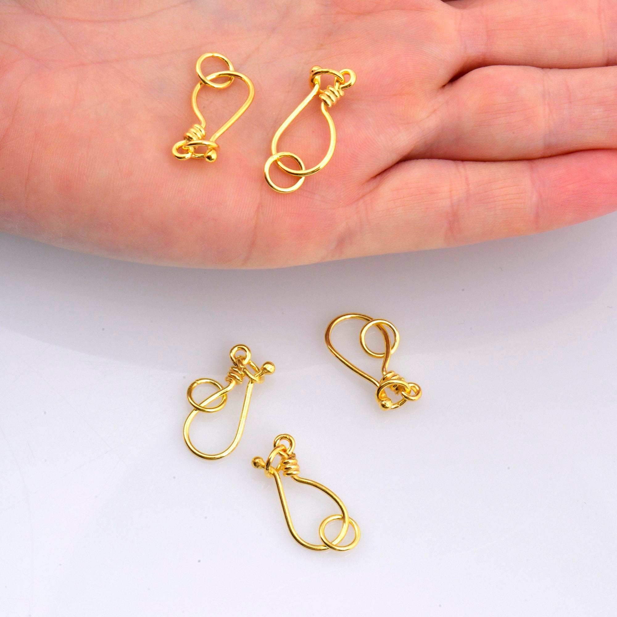 24K Gold Vermeil S Hook Clasps with Ring, 925 Silver Hook Clasps, 24K Gold Plated S Connectors, Jewelry Supplies, Jewelry Findings, VM67A-E