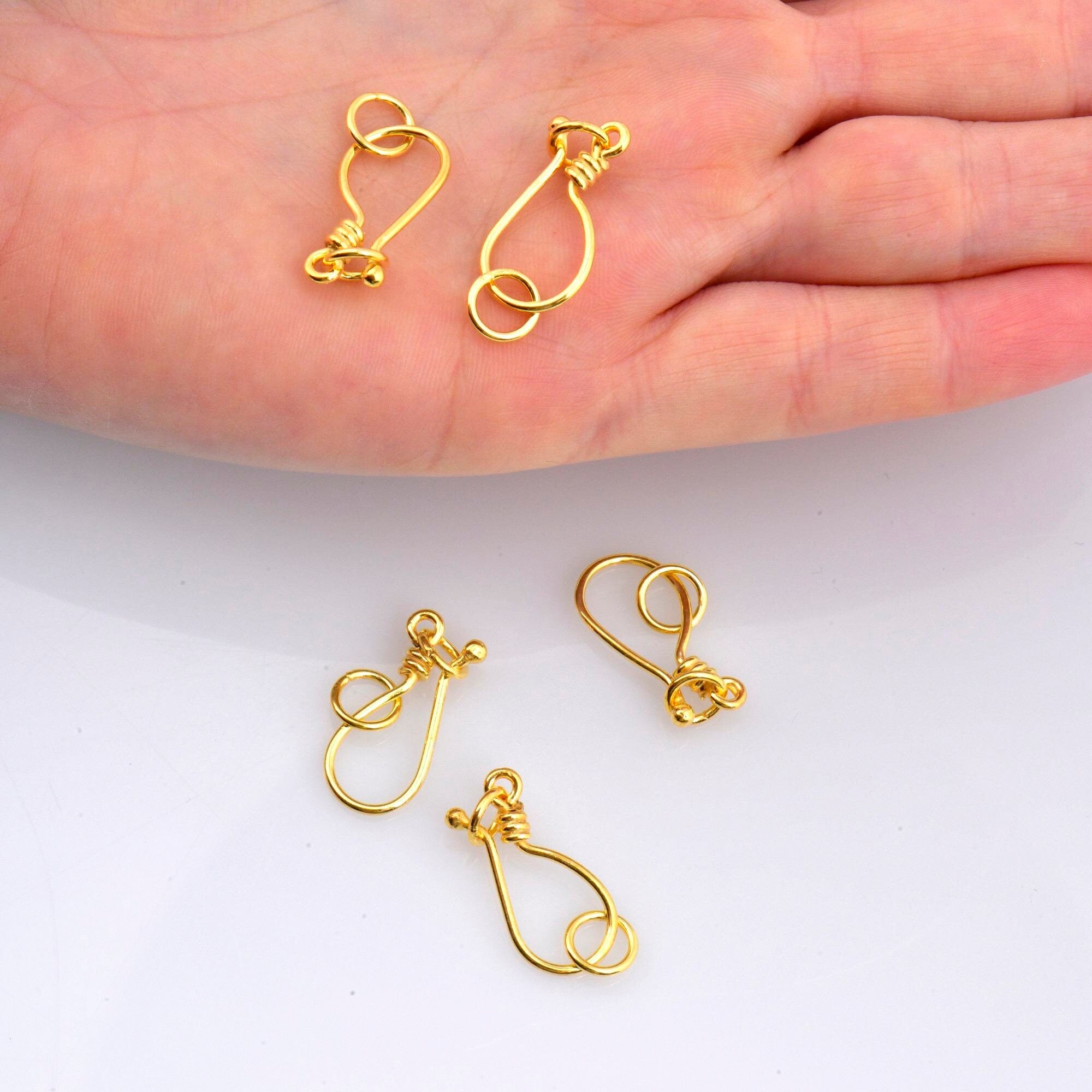 24K Gold Vermeil & 925 Silver S Hook Clasps with Ring, Silver Hook Clasps, Gold Plated S Connectors, Jewelry Findings, M/VM67A-E