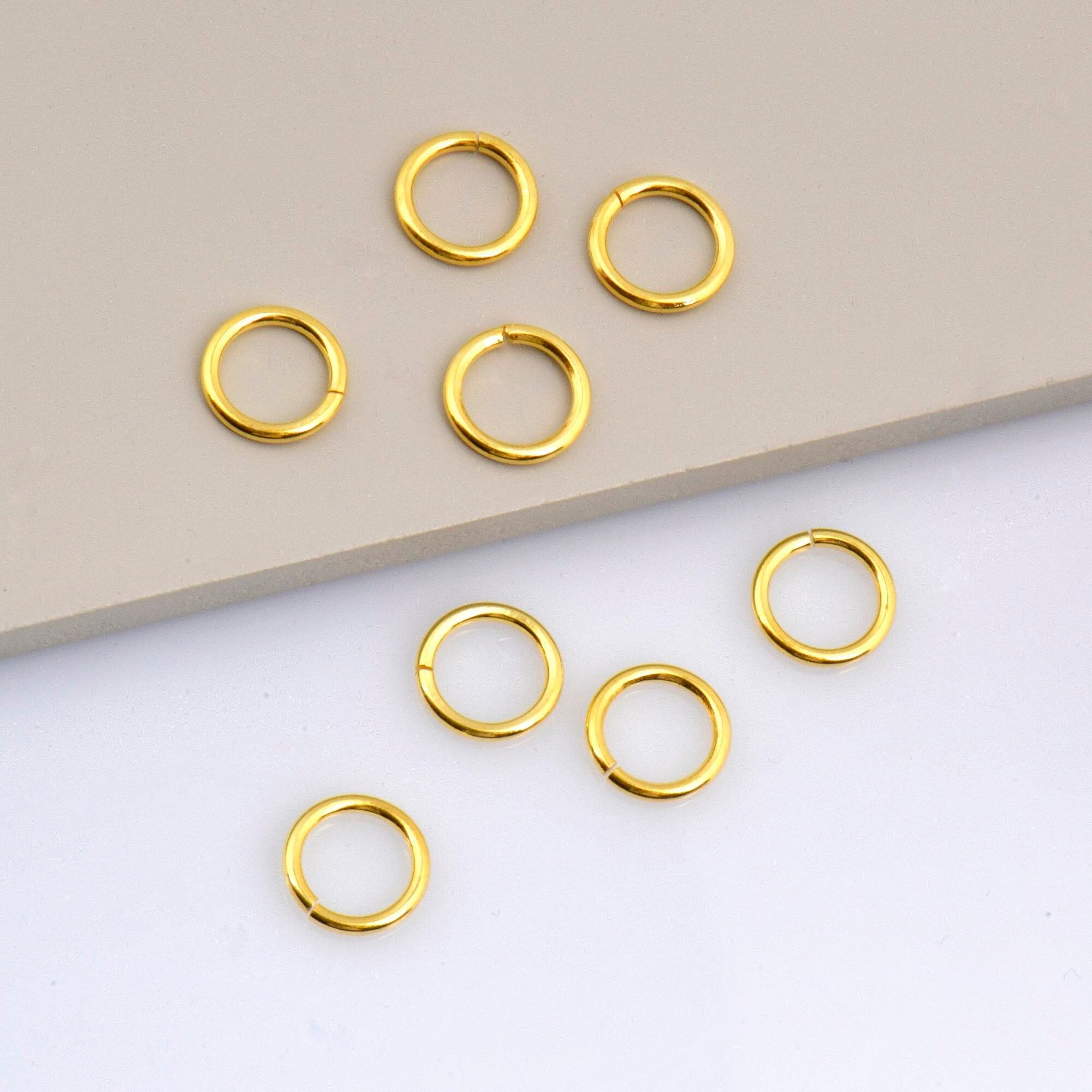 24K Gold Vermeil High Quality Open Jump Rings, 24K Gold Plated 925 Silver Thick Open Rings, Jewelry Supplies, Jewelry Findings, VM68A-E