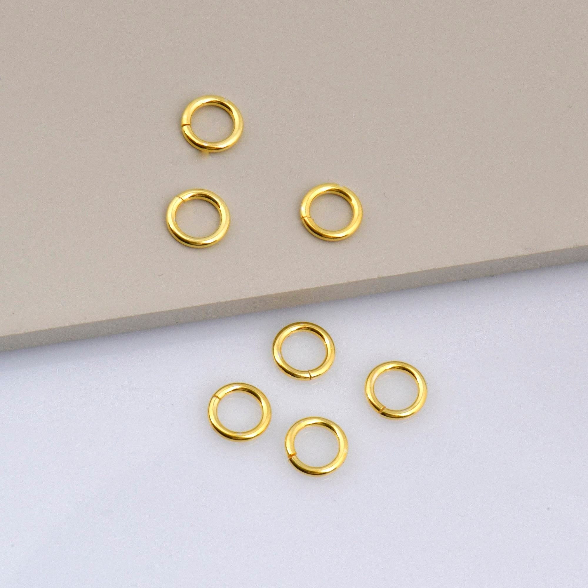 24K Gold Vermeil High Quality Open Jump Rings, 24K Gold Plated 925 Silver Thick Open Rings, Jewelry Supplies, Jewelry Findings, VM68A-E