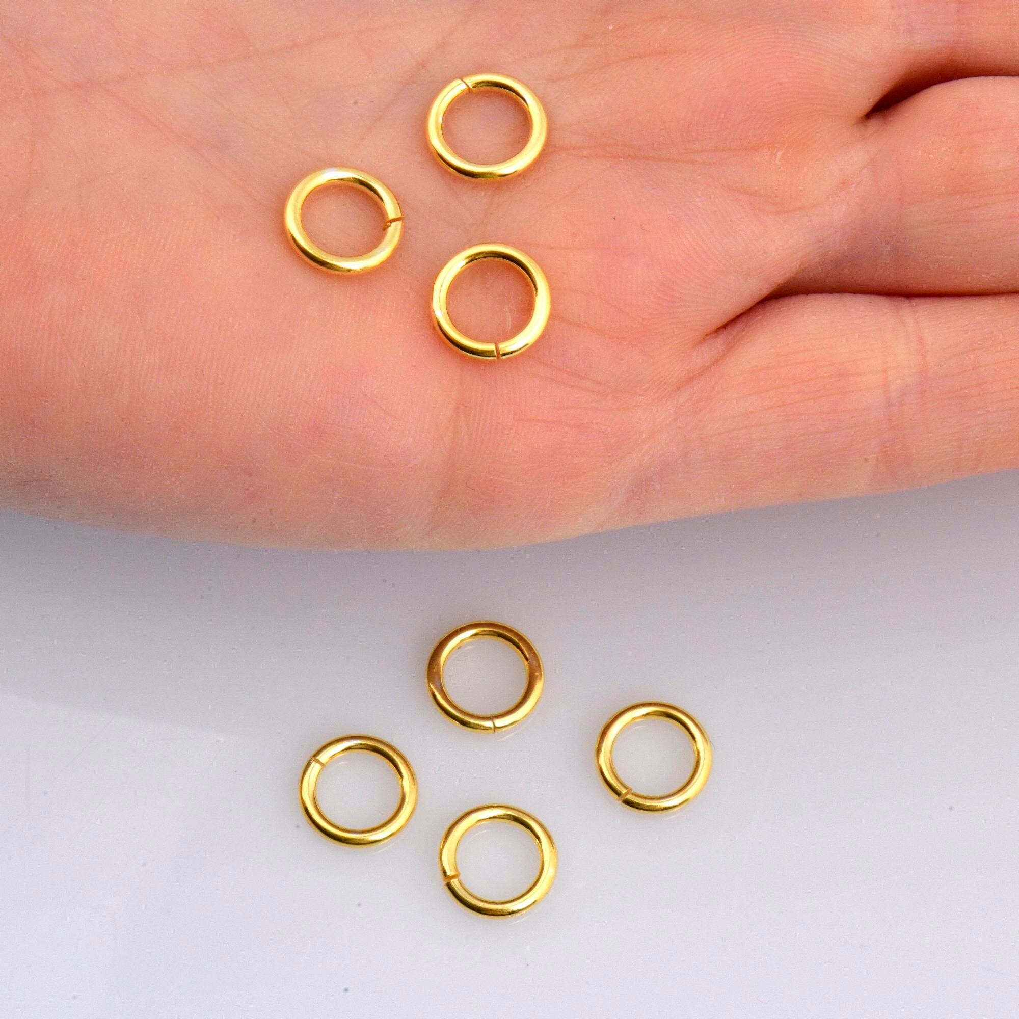 24K Gold Vermeil High Quality Open Jump Rings, 24K Gold Plated 925 Silver Thick Open Rings, Jewelry Supplies, Jewelry Findings, VM68A-E