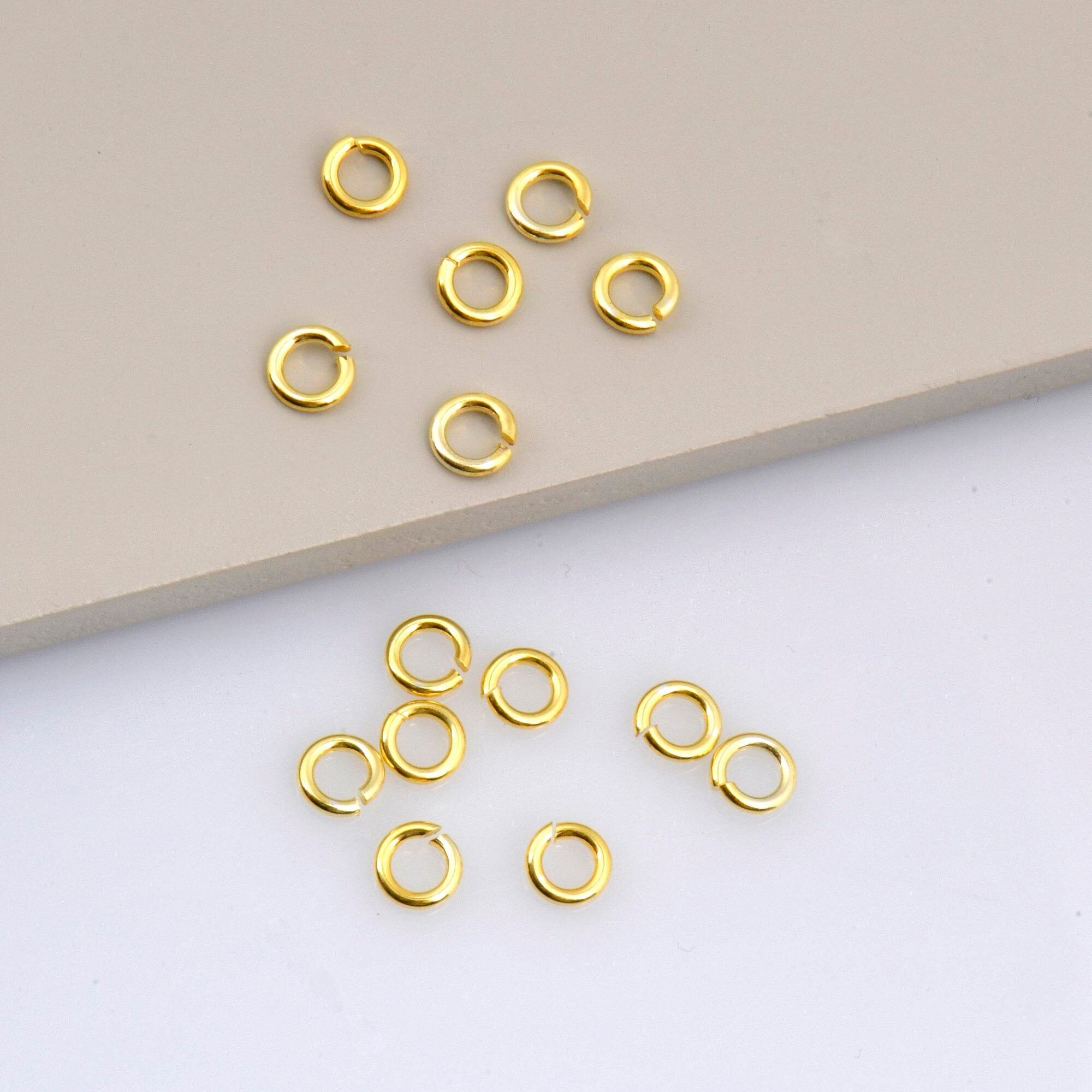 24K Gold Vermeil High Quality Open Jump Rings, 24K Gold Plated 925 Silver Thick Open Rings, Jewelry Supplies, Jewelry Findings, VM68A-E