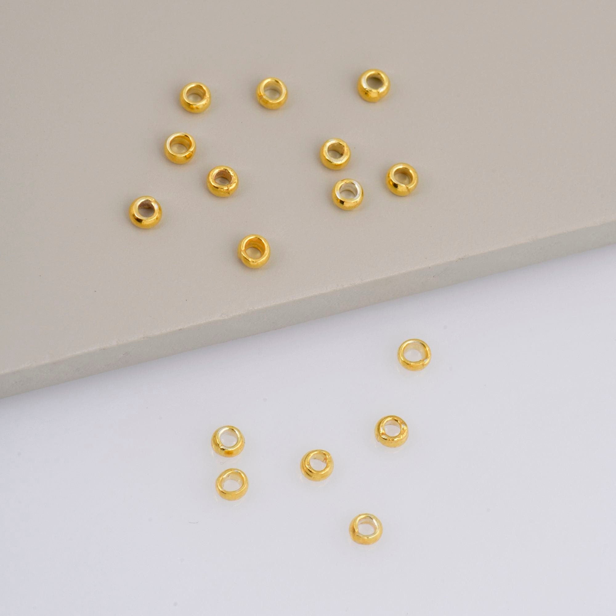 3 x 1.6 mm 925 Sterling Silver Closed Ring Separators İn 24K Gold Vermeil 20 Pcs, Jewelry Findings, VM69A