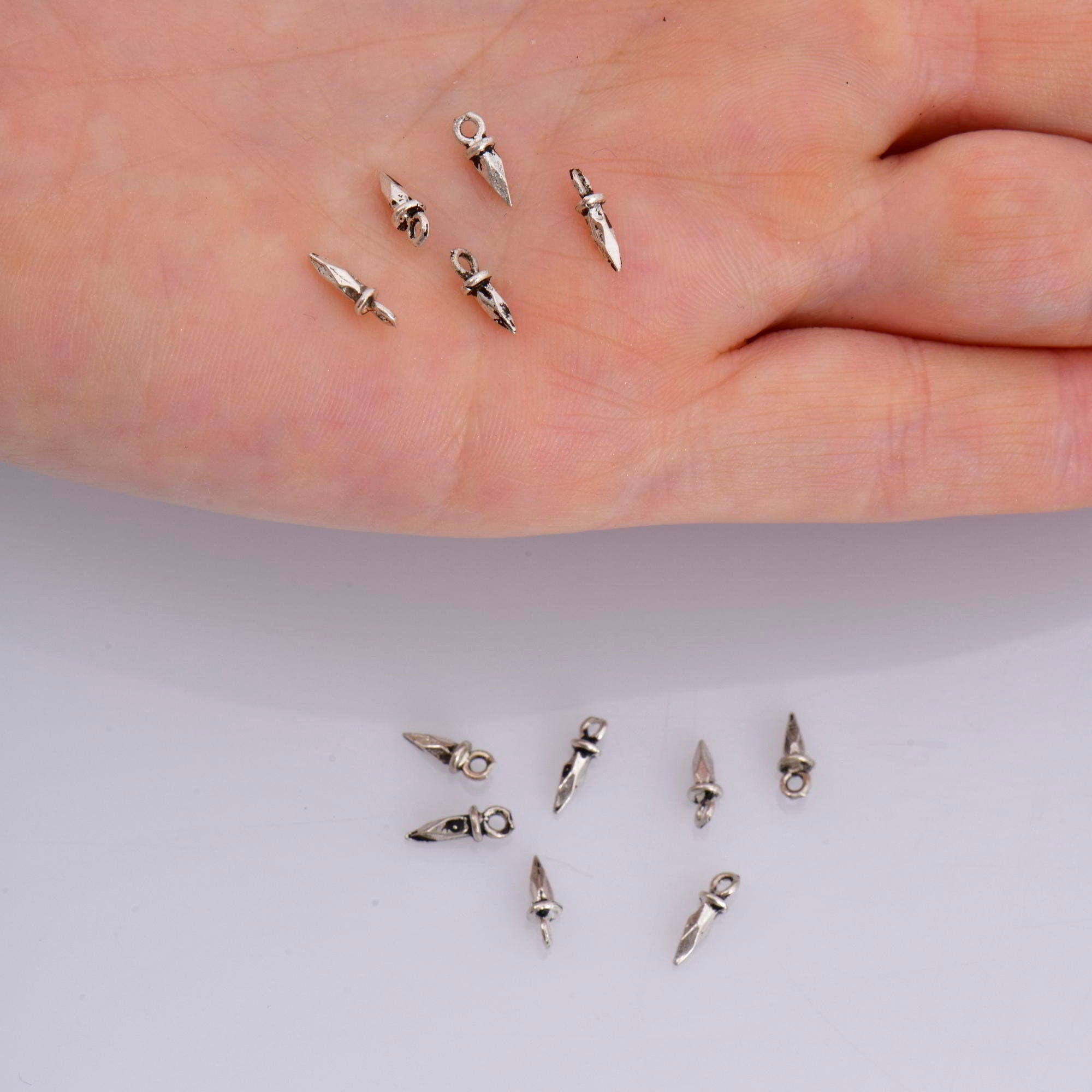 925 Sterling Silver 8 Pcs Spike Dangle Charm, Silver Faceted Spike Charm, Solid Silver Cone Shape Dangles, Jewelry Making Findings, M72