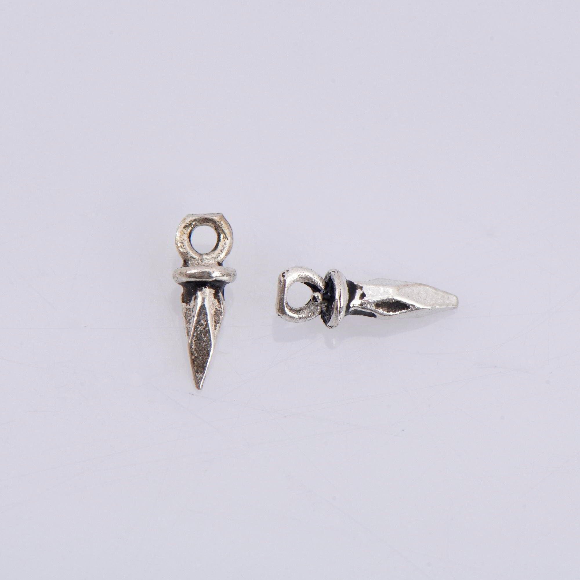925 Sterling Silver 8 Pcs Spike Dangle Charm, Silver Faceted Spike Charm, Solid Silver Cone Shape Dangles, Jewelry Making Findings, M72