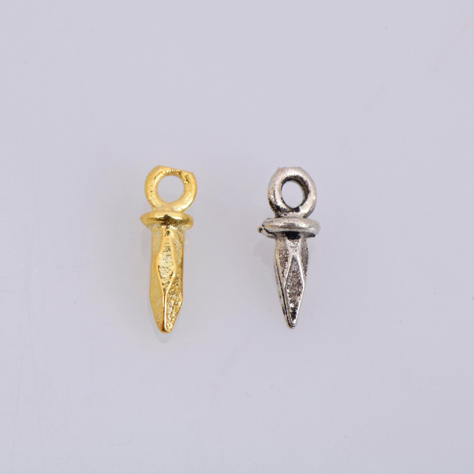 24K Gold Vermeil and 925 Solid Silver 8 Pcs Spike Dangle Charm, Faceted Spike Charm, Gold Plated Cone Dangles, Jewelry Findings, M/VM72
