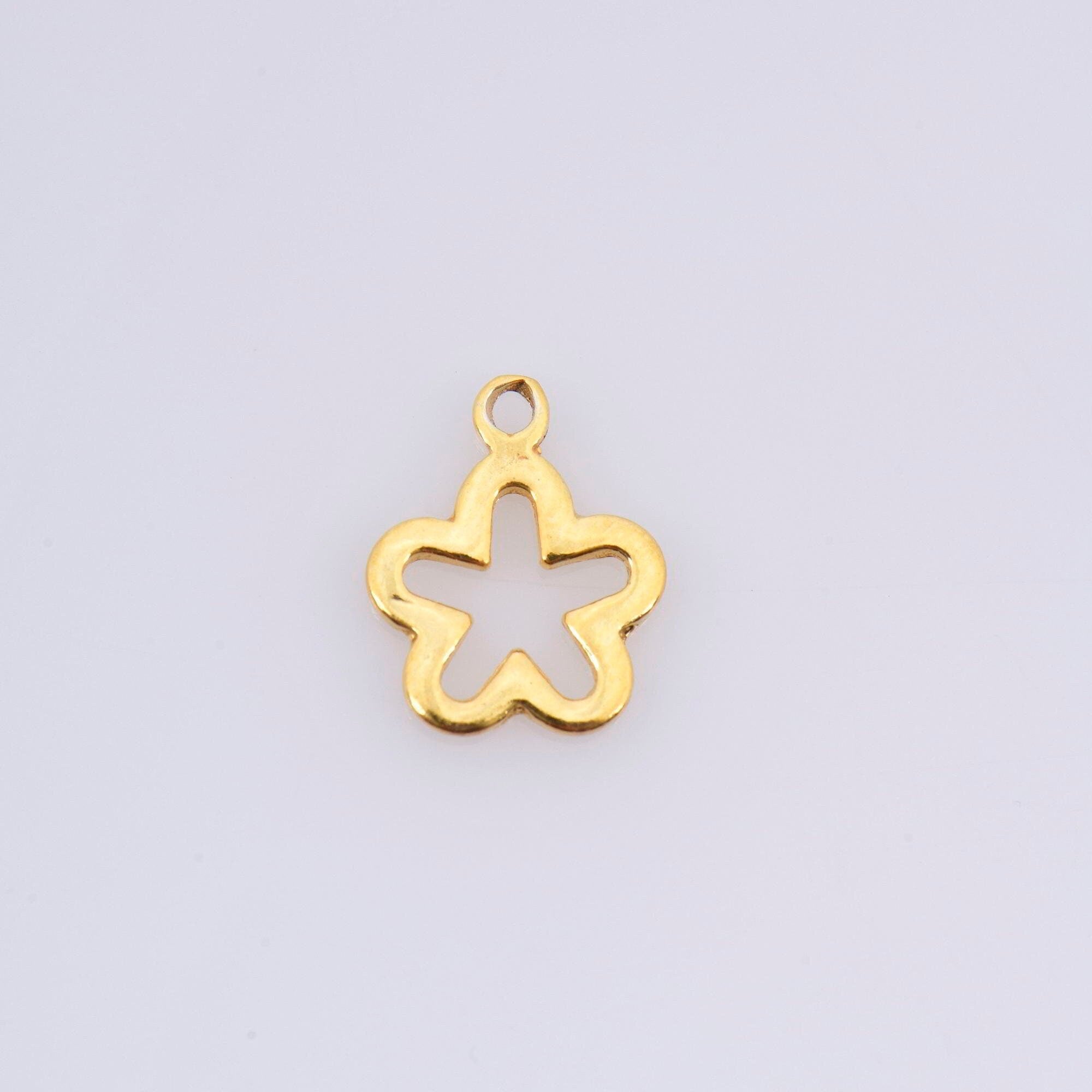 24K Gold Vermeil 3 Pcs Flower Charms, 925 Sterling Silver Flower Charm Dangles, 24K Gold Plated Flower Pendants, Jewelry Findings, VM74