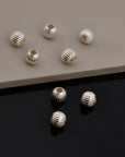925 Sterling Silver Corrugated 8mm Round Beads, Seamless Round Beads, Solid Silver Round Shape Beads, Seperator Beads, Jewelry Supplies, M5F