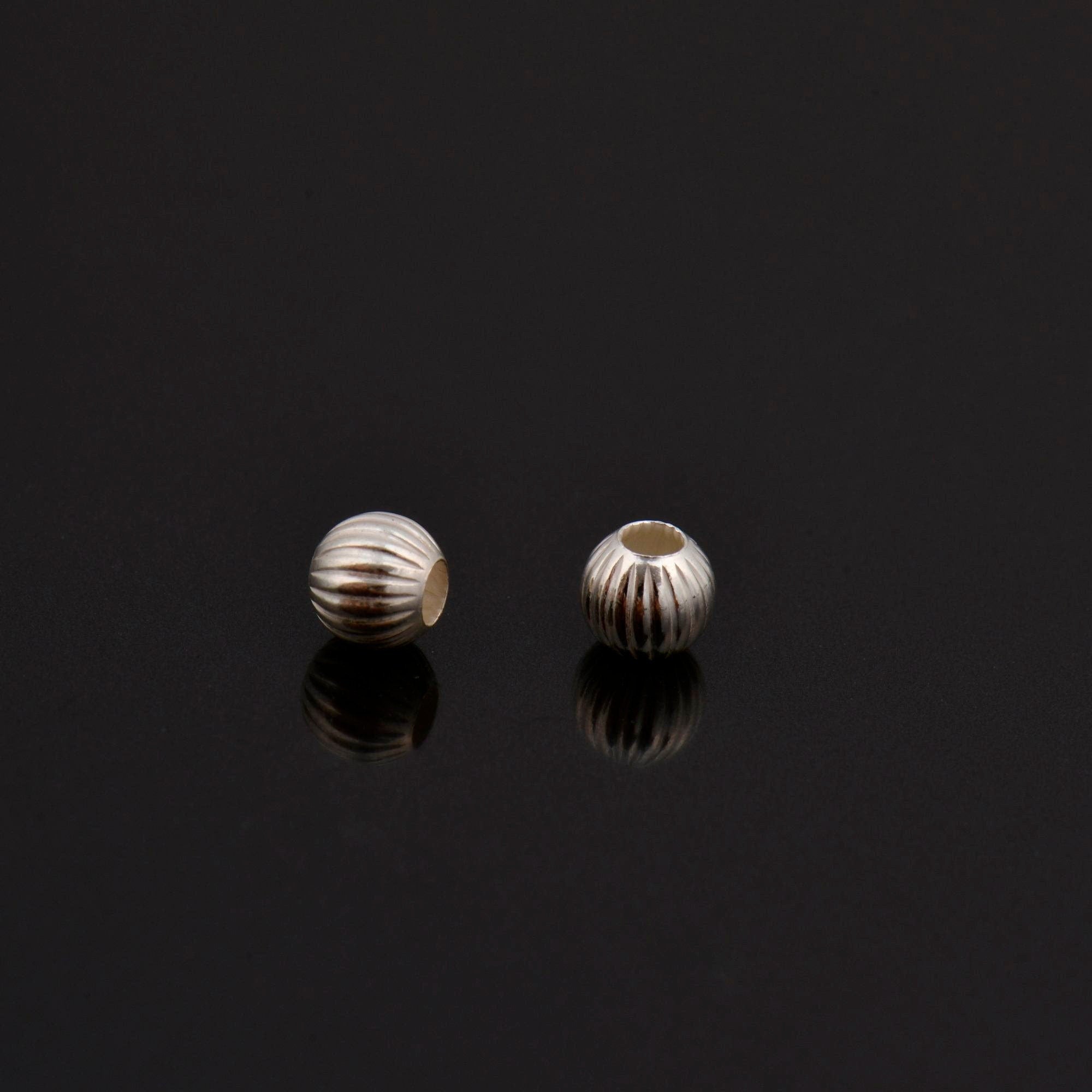 Sterling Silver Corrugated 3mm Round Beads