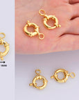 24K Gold Vermeil Spring Ring Clasp, 925 Solid Silver Spring Clasps with Open Loop, Gold Plated Trigger Spring Clasp, Jewelry Findings, VM53B