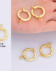 24K Gold Vermeil Spring Ring Clasp, 925 Solid Silver Spring Clasps with Open Loop, Gold Plated Trigger Spring Clasp, Jewelry Findings, VM53D