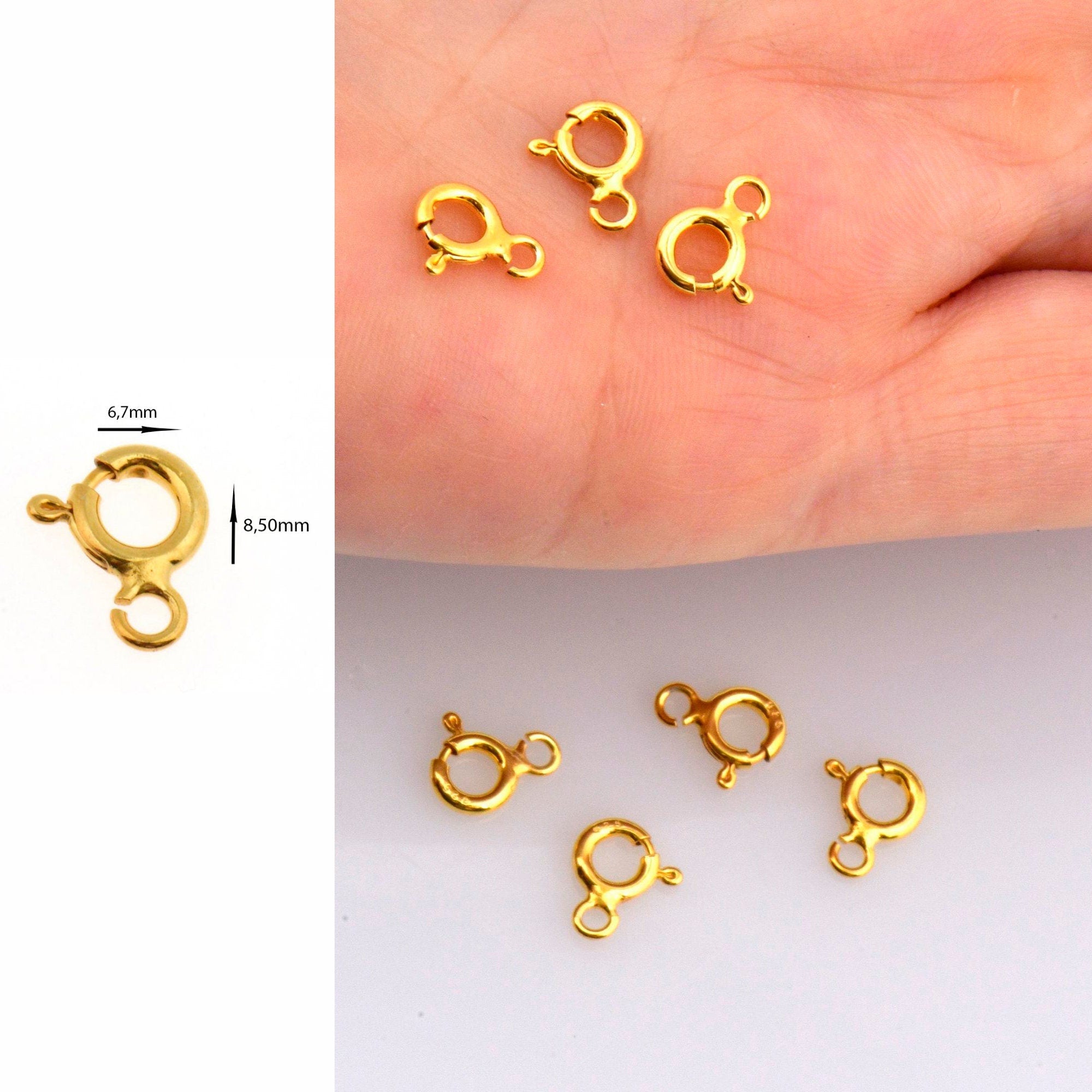 24K Gold Vermeil Round Clasps, 925 Solid Silver Round Trigger Clasp, Gold Plated Round Spring Clasp, Jewelry Supply, Jewelry Findings, VM56A