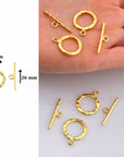 24K Gold Vermeil Toggle Clasps, 925 Solid Silver Toggle Clasp, Plated Organic Toggle Clasp Set, Jewelry Supply, Jewelry Findings, VM57A-C