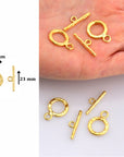 24K Gold Vermeil Toggle Clasps, 925 Solid Silver Toggle Clasp, Plated Organic Toggle Clasp Set, Jewelry Supply, Jewelry Findings, VM57A-C