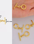 24K Gold Vermeil Toggle Clasps, 925 Solid Silver Toggle Clasp, Gold Plated Plain Toggle Clasp Set, Jewelry Supply, Jewelry Findings, VM58B