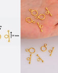 24K Gold Vermeil Toggle Clasps, 925 Solid Silver Toggle Clasp, Gold Plated Plain Toggle Clasp Set, Jewelry Supply, Jewelry Findings, VM59A