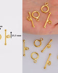 24K Gold Vermeil Toggle Clasps, 925 Solid Silver Toggle Clasp, Gold Plated Plain Toggle Clasp Set, Jewelry Supply, Jewelry Findings, VM59C