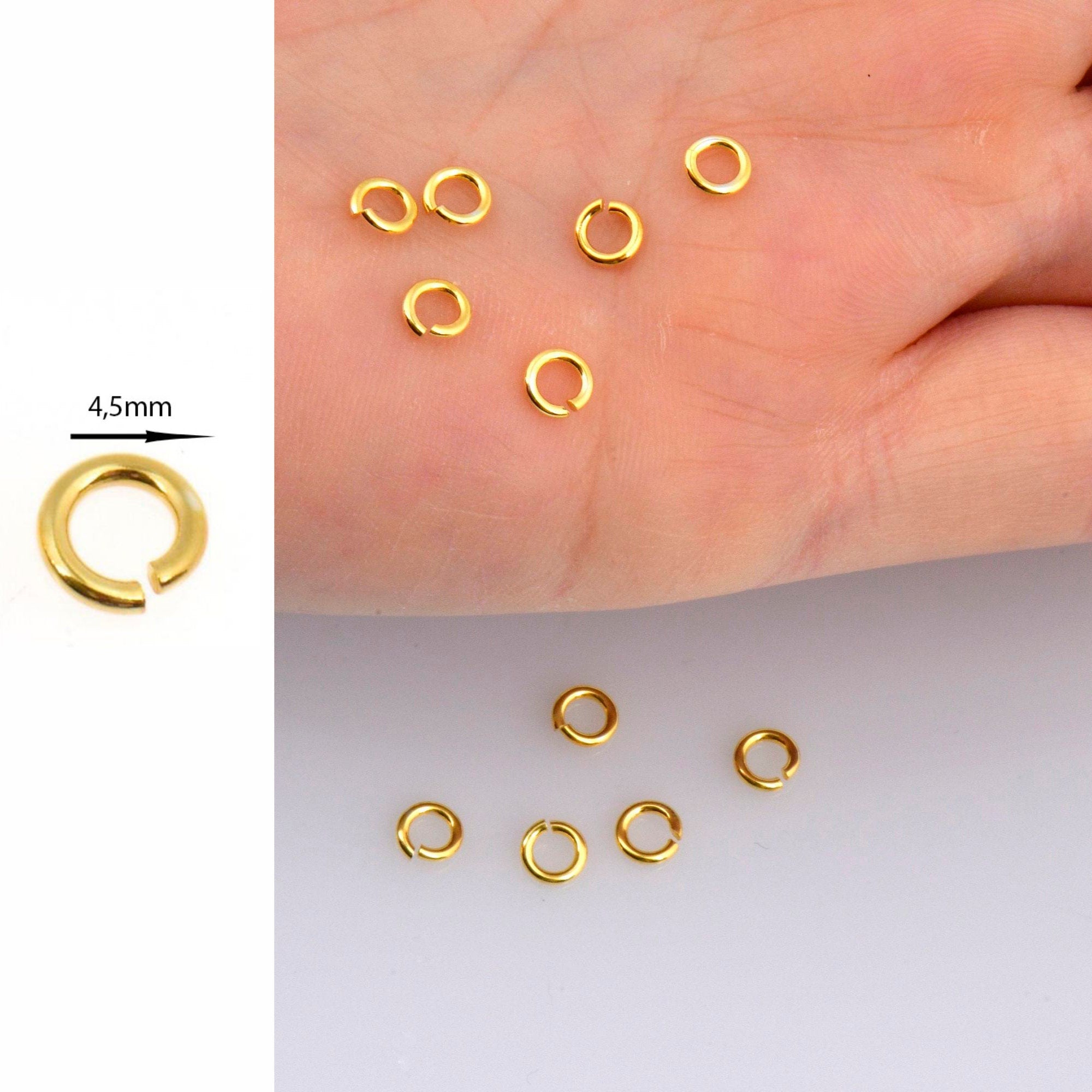 24K Gold Vermeil Dia 4.5mm & Ga.19 Open Jump Rings, High Quality Gold Vermeil, 925 Silver Open Jump Rings, Jewelry Supplies, Findings, M68A