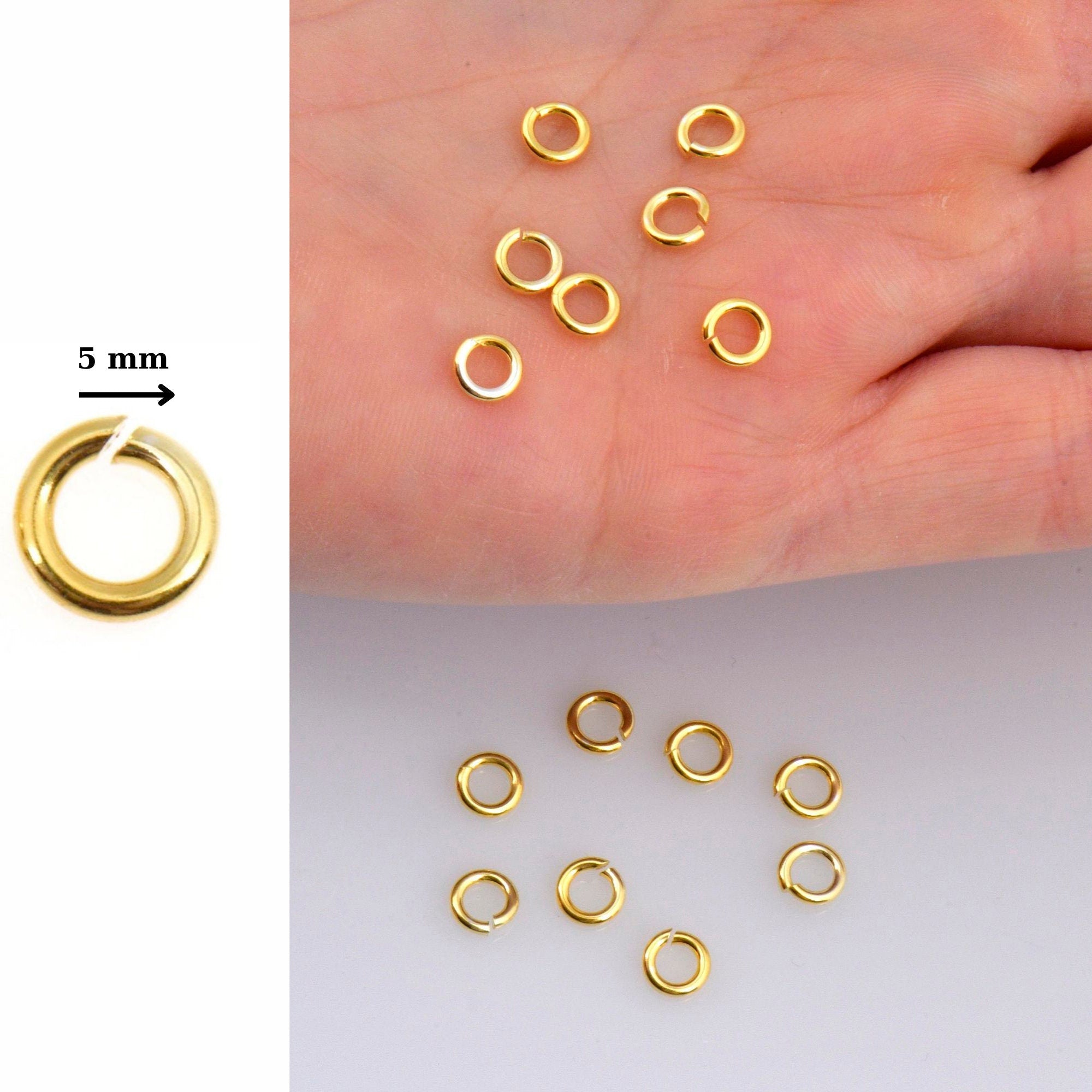 24K Gold Vermeil Dia 5 mm & Ga.18 Open Jump Rings, tough, 925 Silver Open Jump Rings, Jewelry Supplies, Findings, VM68B