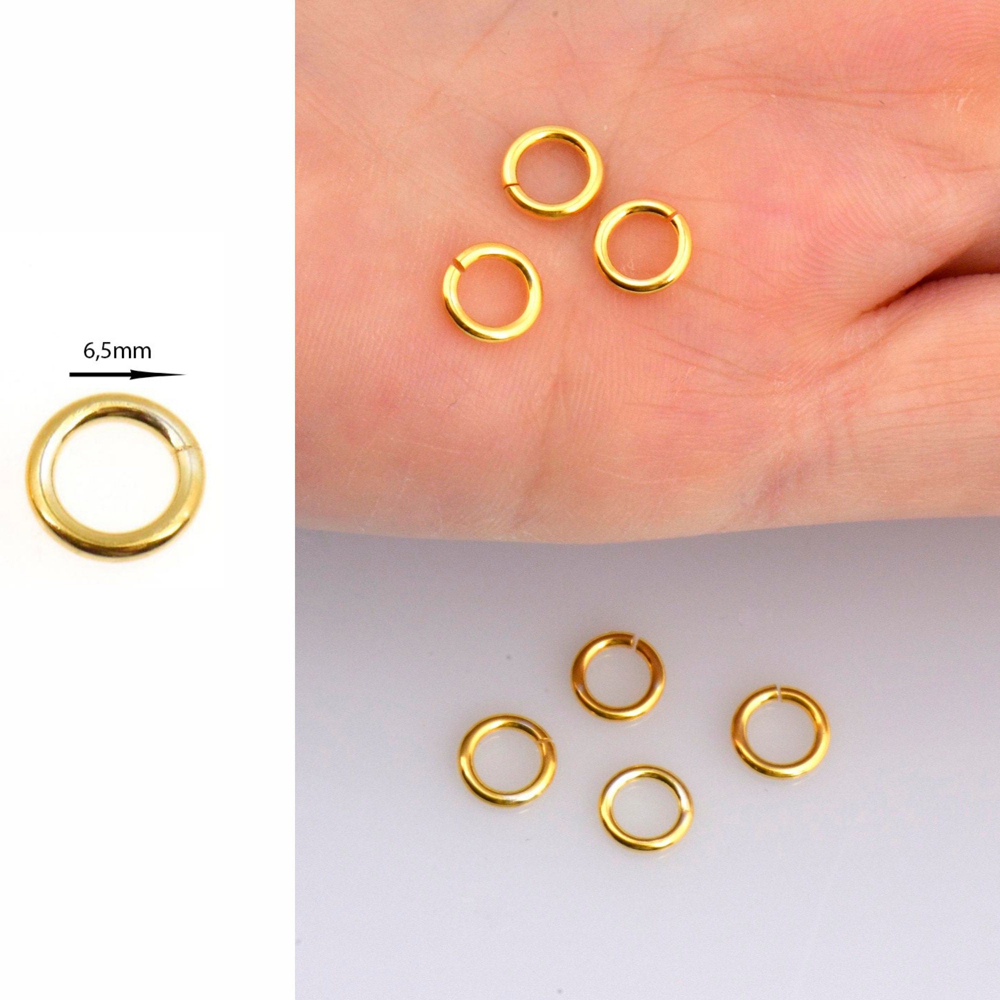 24K Gold Vermeil Dia 6.5mm & Ga.18 Open Jump Rings, tough, High Quality, 925 Silver Open Jump Rings, Jewelry Supplies, Findings, VM68C