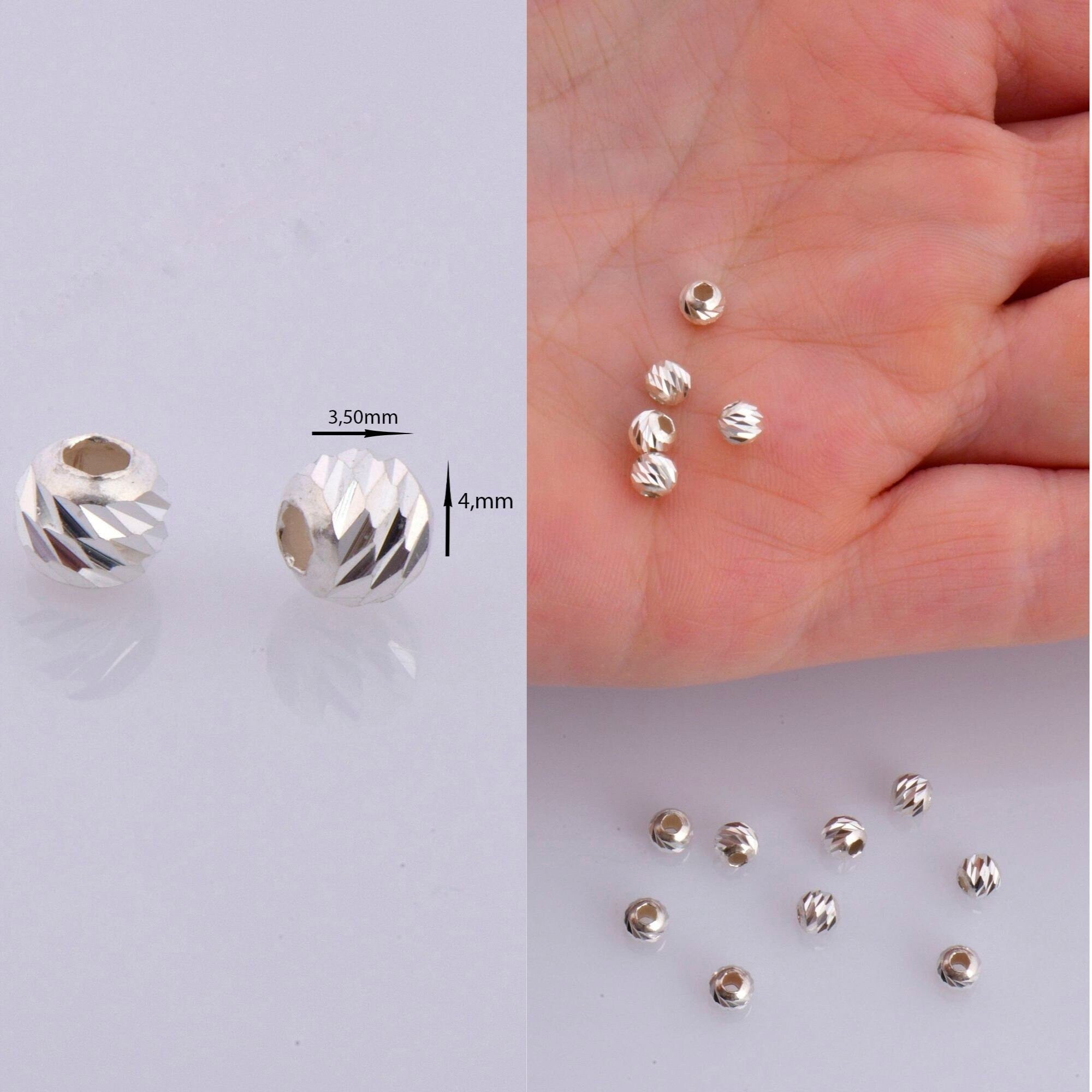 925 Silver Diamond Cut Round Beads, Sterling Silver Laser Multi Diamond Cut Beads, Moon Cut Spacer Beads, Jewelry Supplies, M2 A-F