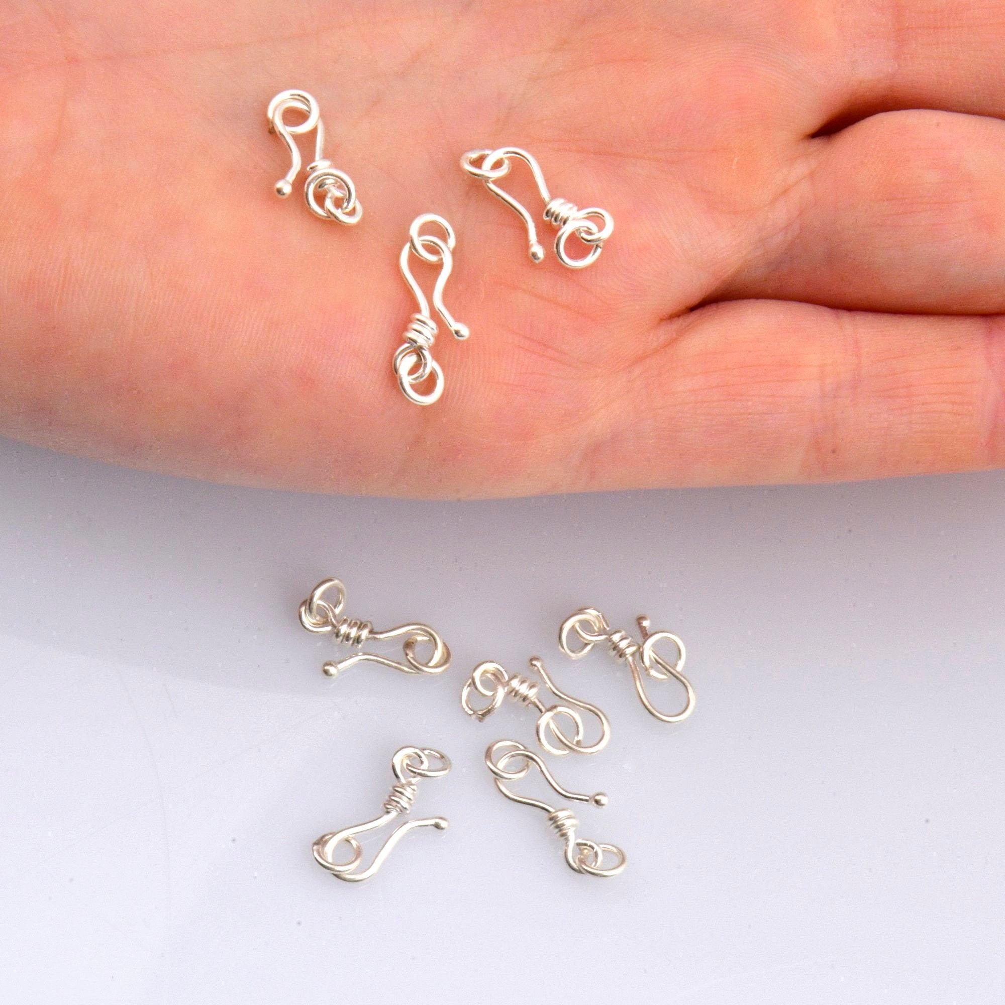 925 Sterling Silver S Hook Clasps with Ring, Silver Hook Clasps, Solid Silver S Connectors, Jewelry Making Supplies, Jewelry Findings, M67A