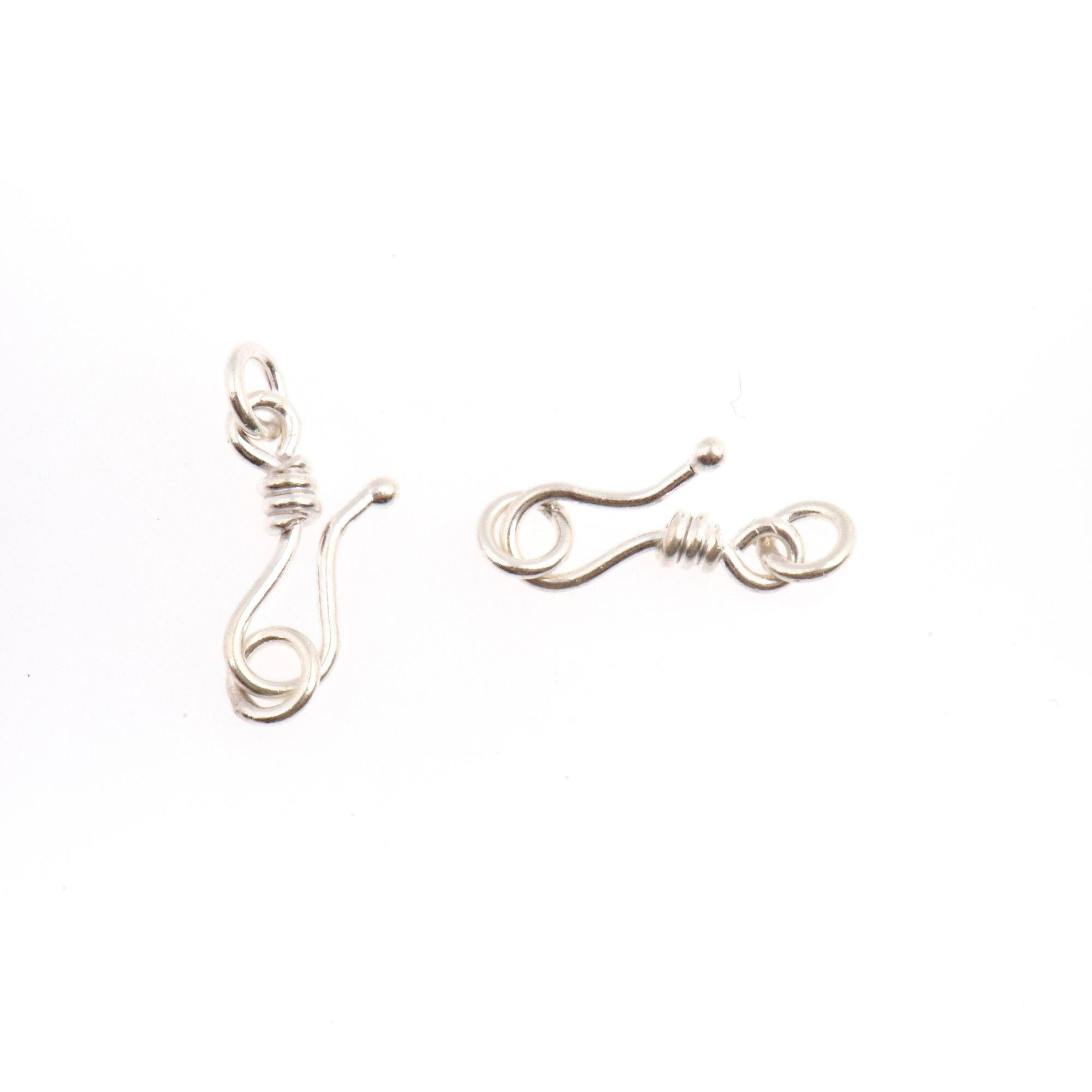 925 Sterling Silver S Hook Clasps with Ring, Silver Hook Clasps, Solid Silver S Connectors, Jewelry Making Supplies, Jewelry Findings, M67A