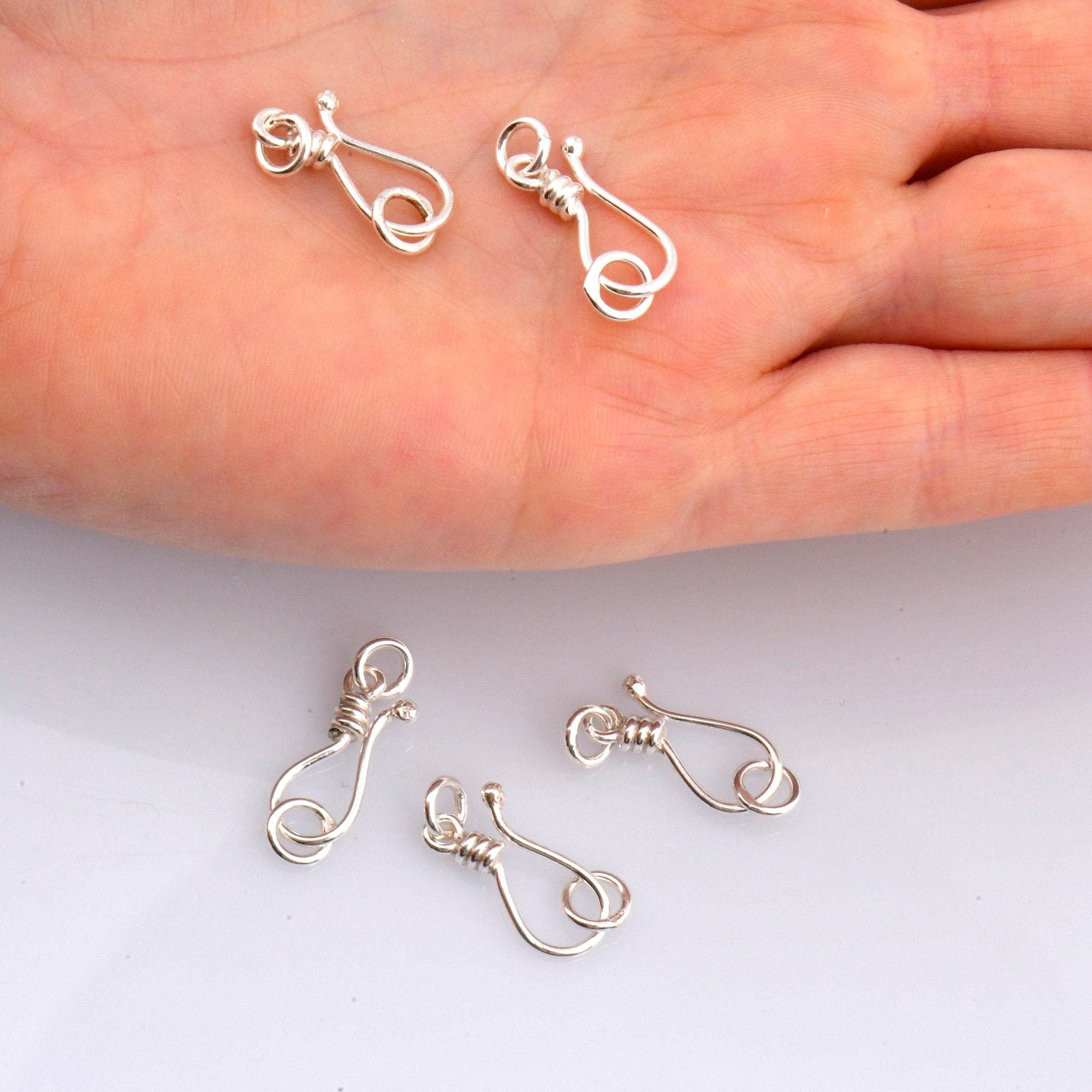 925 Sterling Silver S Hook Clasps with Ring, Silver Hook Clasps, Solid Silver S Connectors, Jewelry Making Supplies, Jewelry Findings, M67C