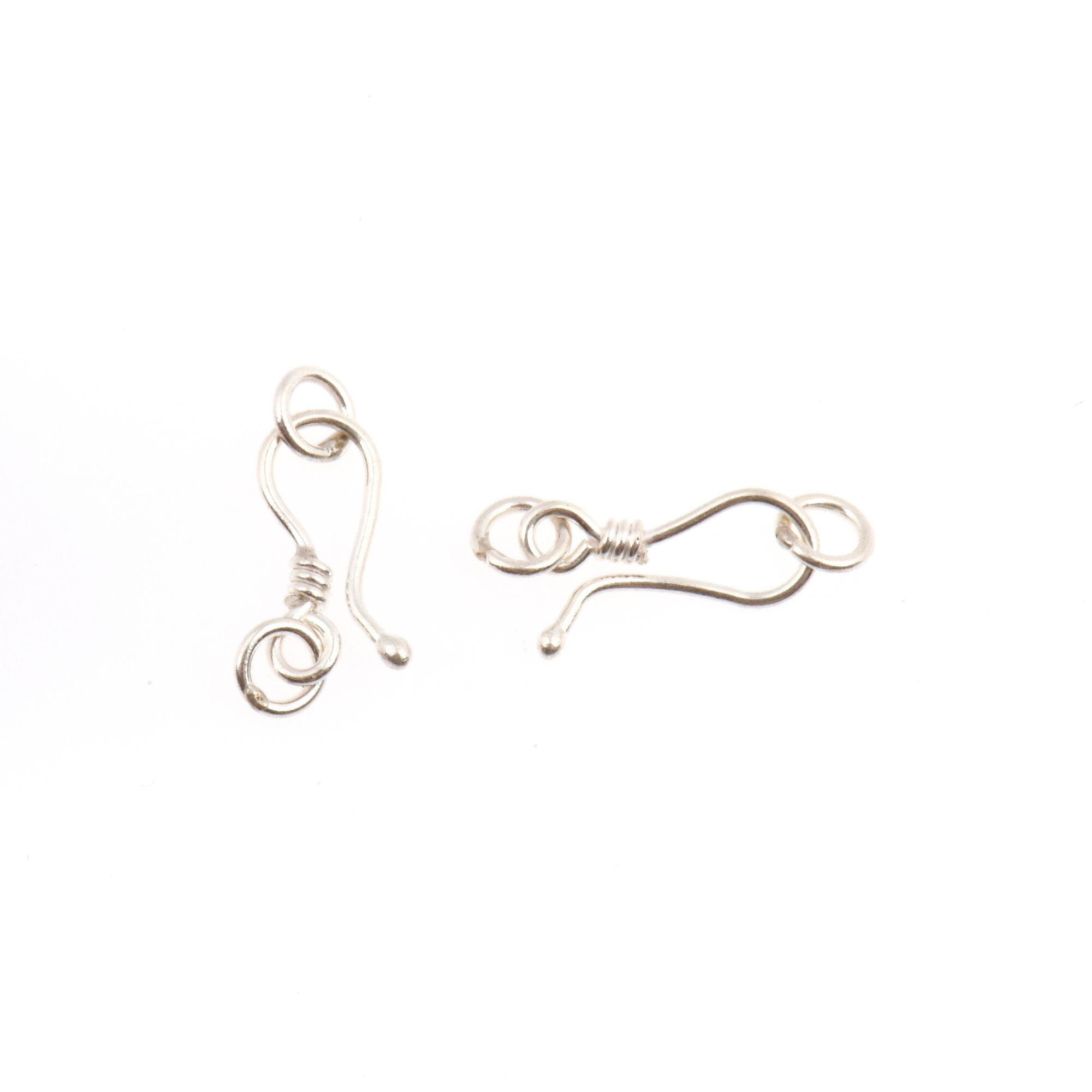 925 Sterling Silver S Hook Clasps with Ring, Silver Hook Clasps, Solid Silver S Connectors, Jewelry Making Supplies, Jewelry Findings, M67B